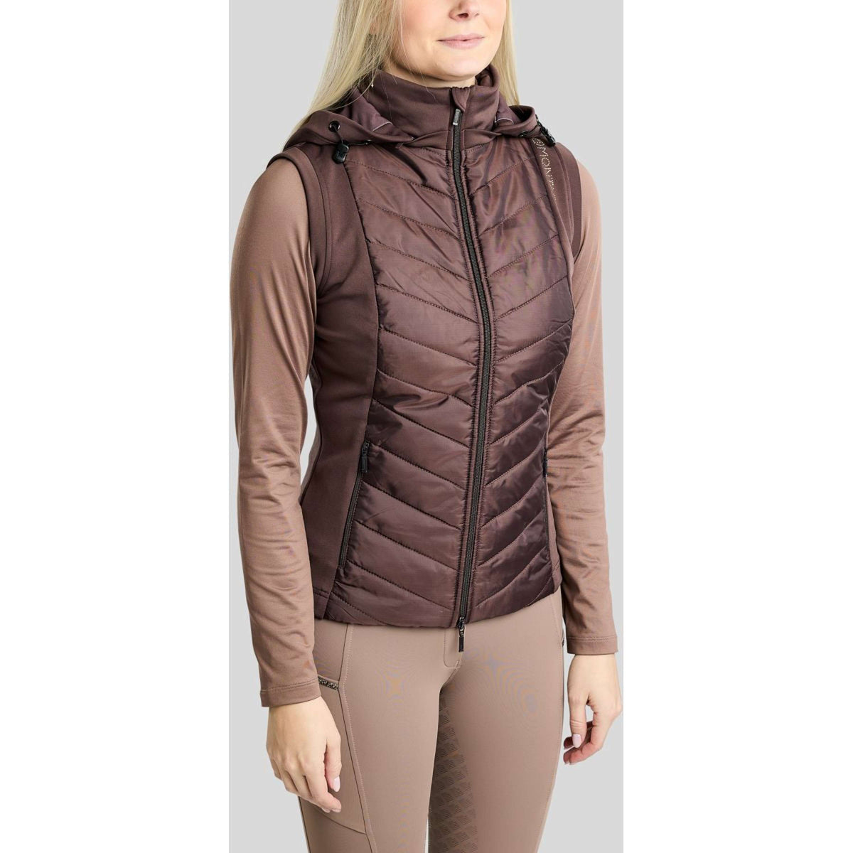 Montar Bodywarmer MoEverline Hybrid Detachable Hood Golden Quartz Crystals Black Peony