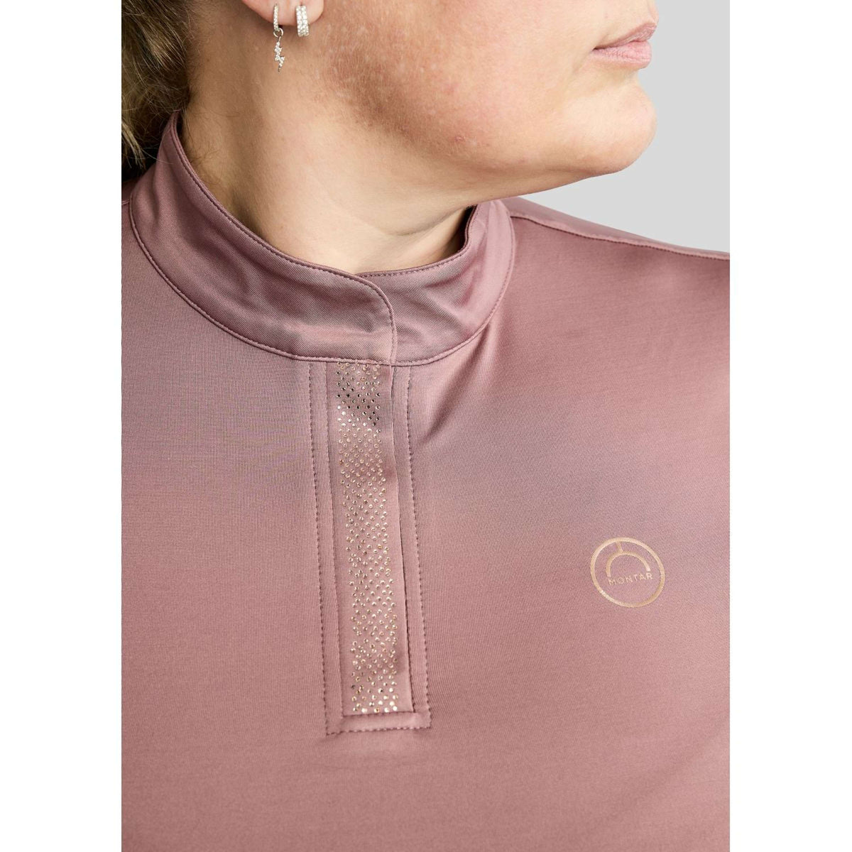 Montar Shirt Briella Rosegold Crystals Curve Lange Mouwen Dusty Rose