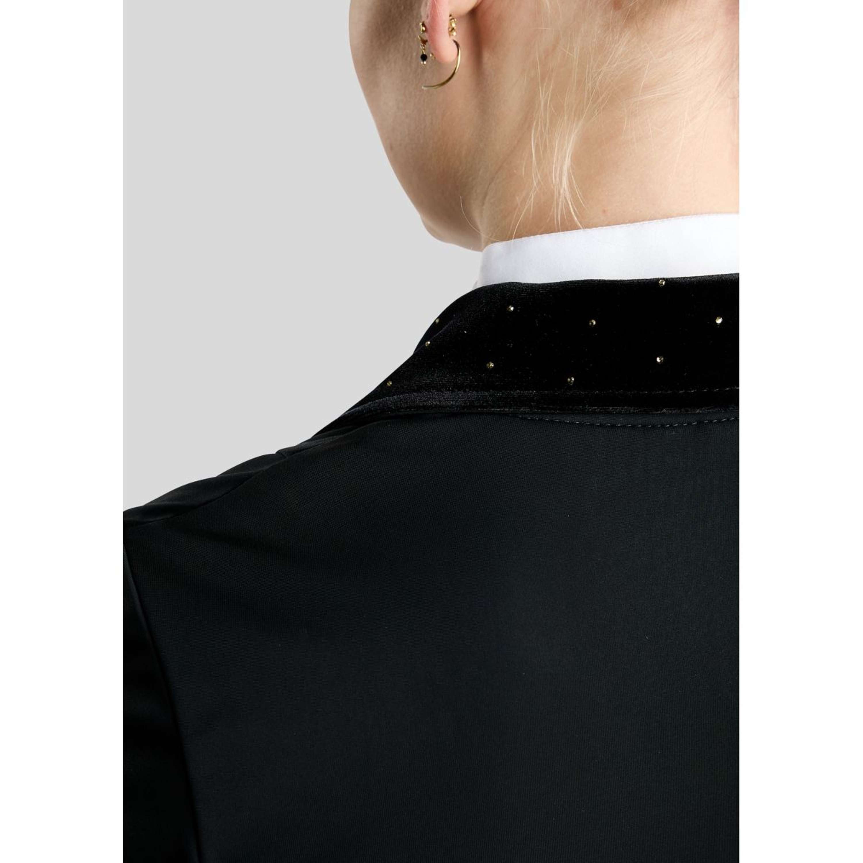 Montar Wedstrijdjasje MoValerie Short Velvet Details Golden Quartz Crystals Zwart