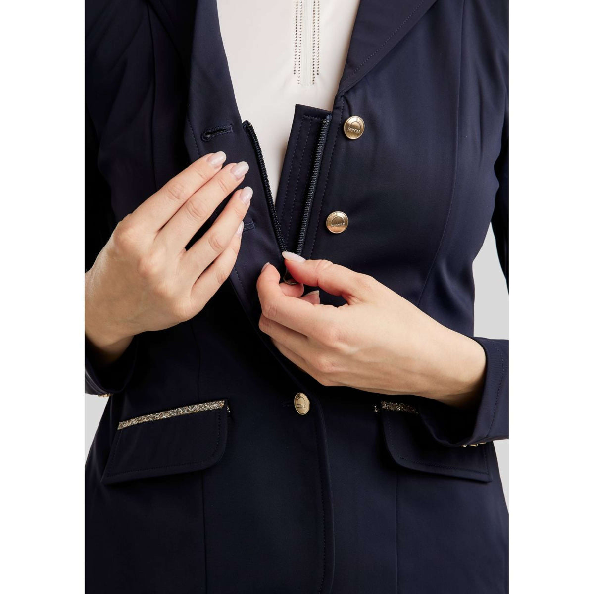 Montar Wedstrijdjasje MoLila Champagne Crystals Navy