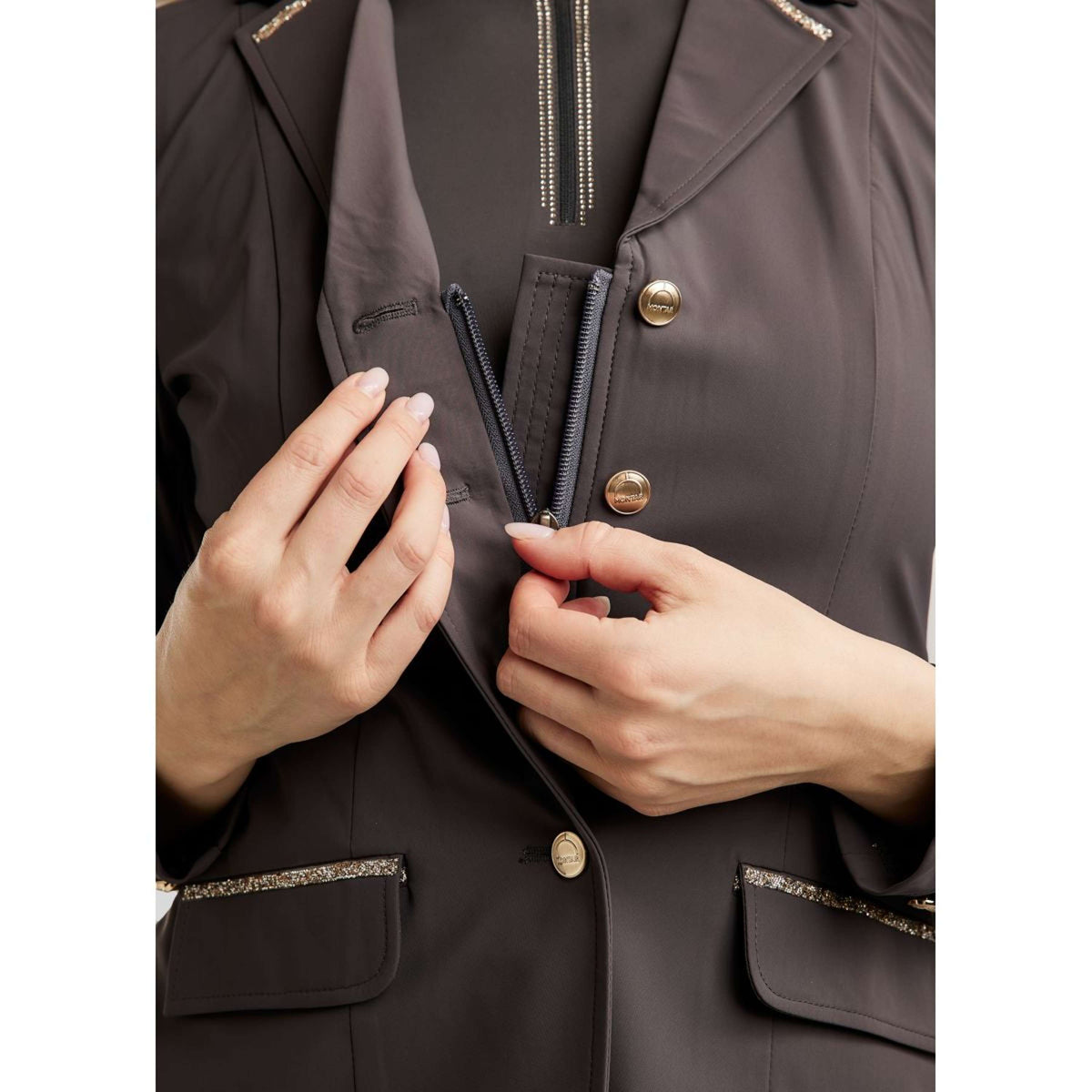 Montar Wedstrijdjasje MoLila Champagne Crystals Slate Grey