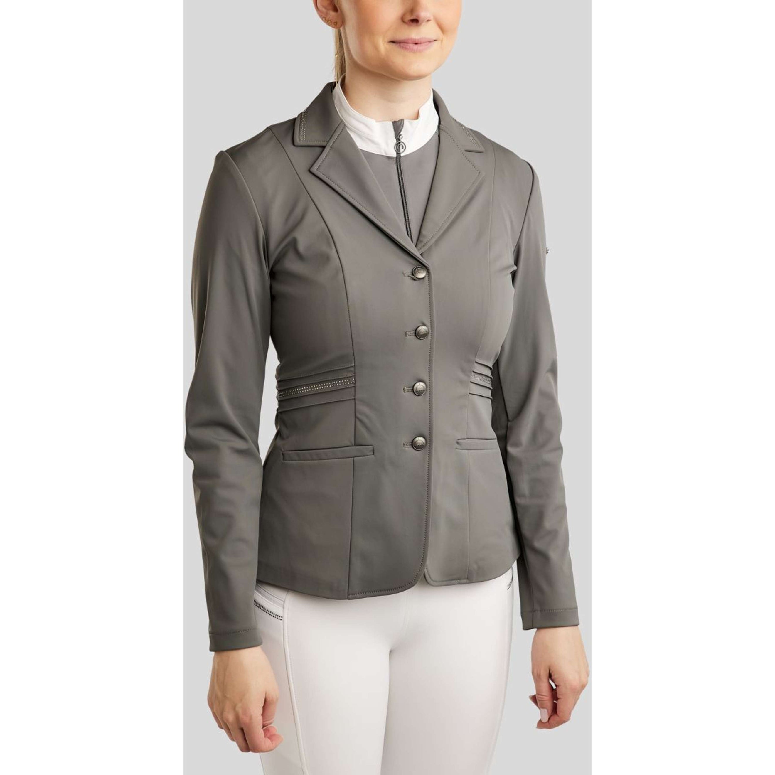 Montar Wedstrijdjasje MoPearl Pintucks Gun Metal Crystals Grijs