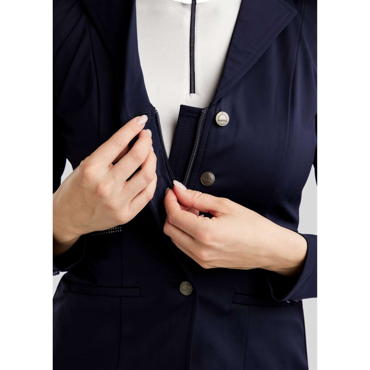 Montar Wedstrijdjasje MoPearl Pintucks Gun Metal Crystals Navy