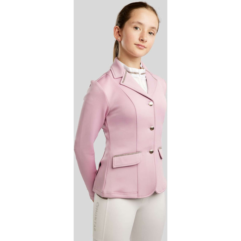 Montar Wedstrijdjasje MoPearl Pintucks Gun Metal Crystals Junior Candy Pink