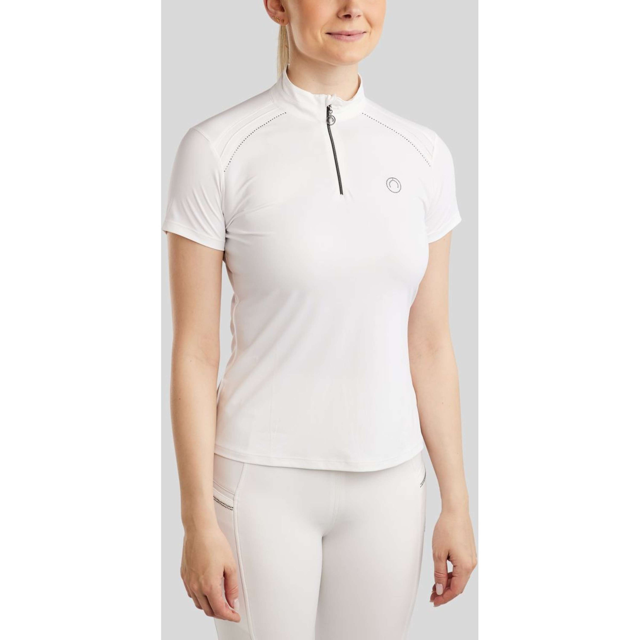 Montar Wedstrijdshirt MoPearl Pintucks Gun Metal Crystals Wit