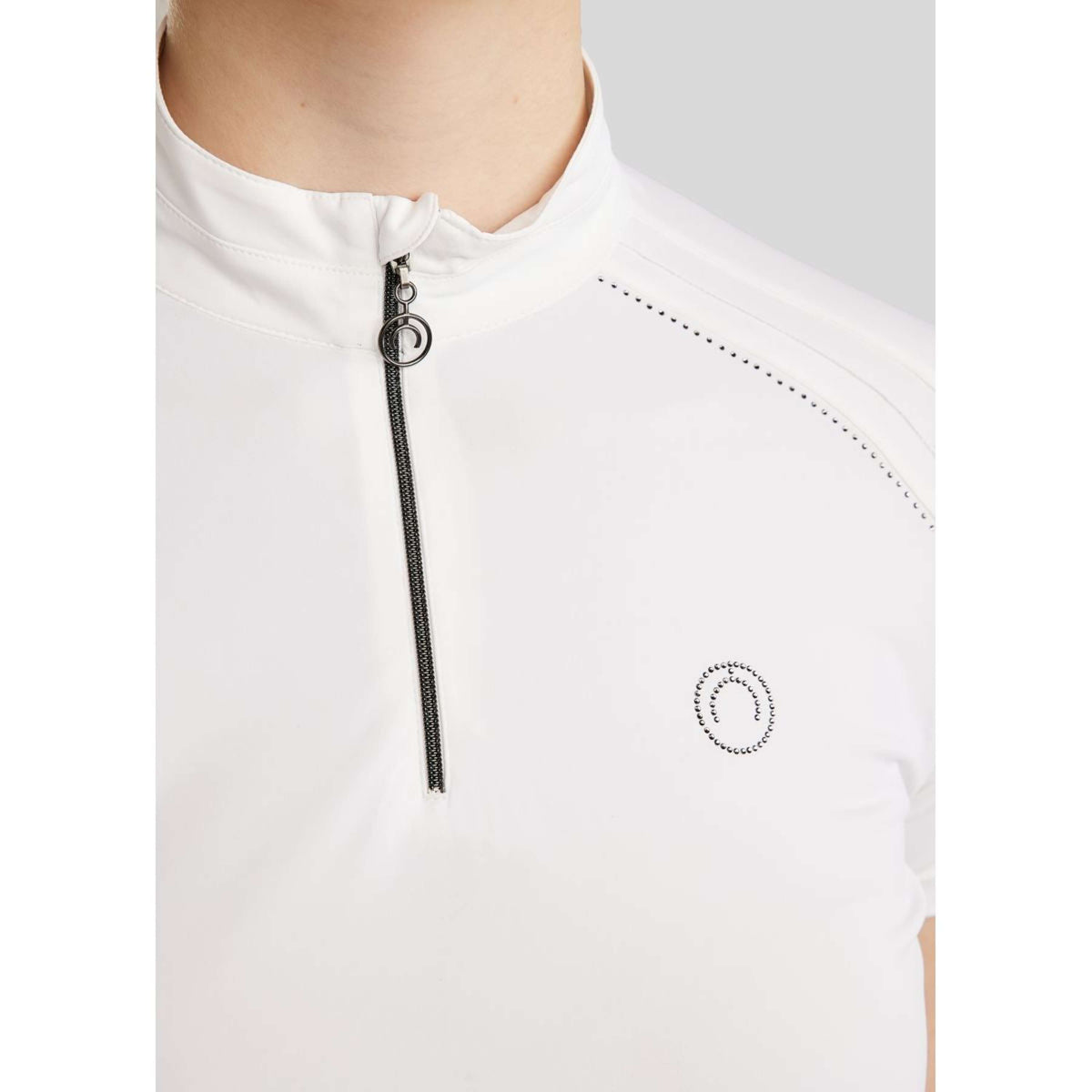 Montar Wedstrijdshirt MoPearl Pintucks Gun Metal Crystals Wit