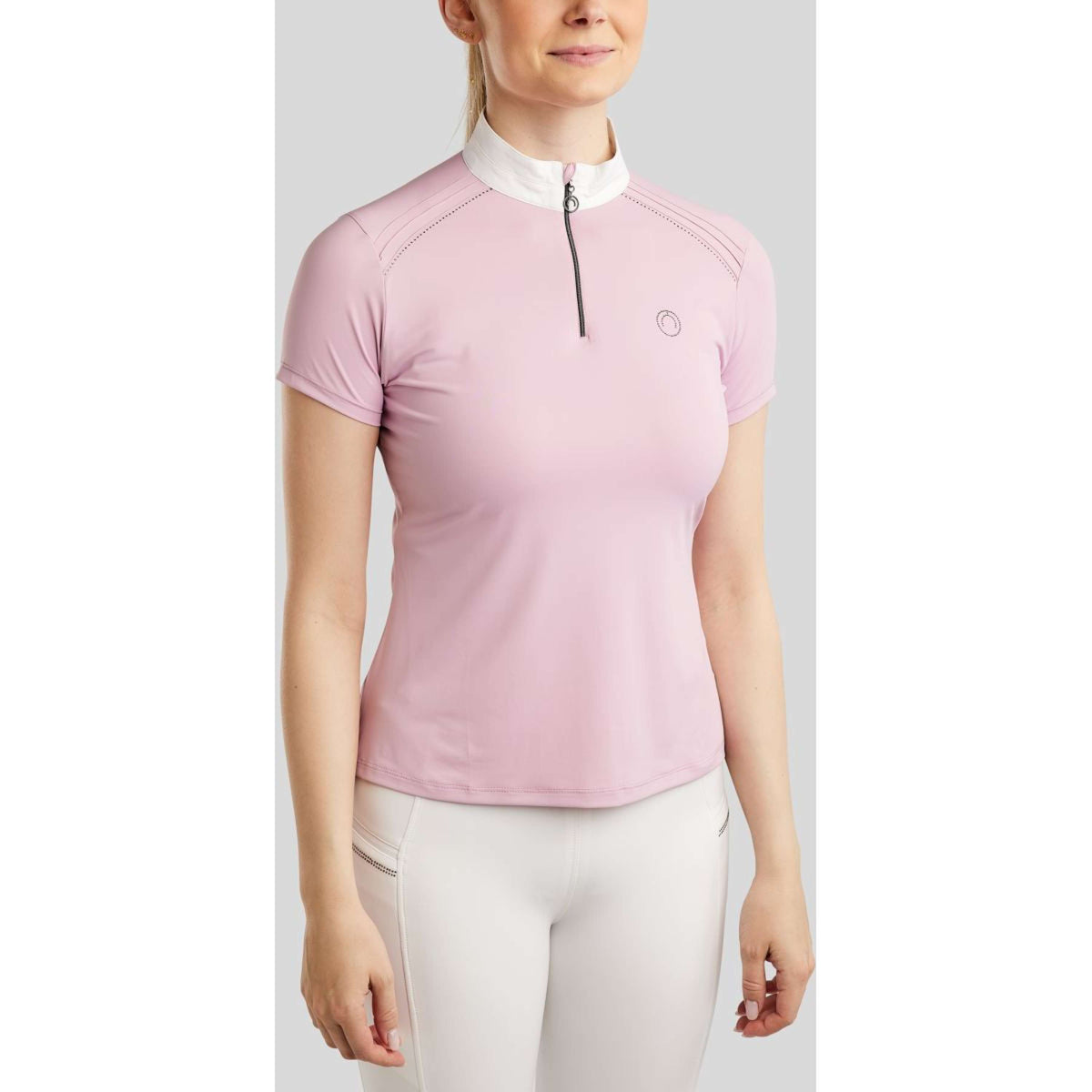 Montar Wedstrijdshirt MoPearl Pintucks Gun Metal Crystals Candy Pink