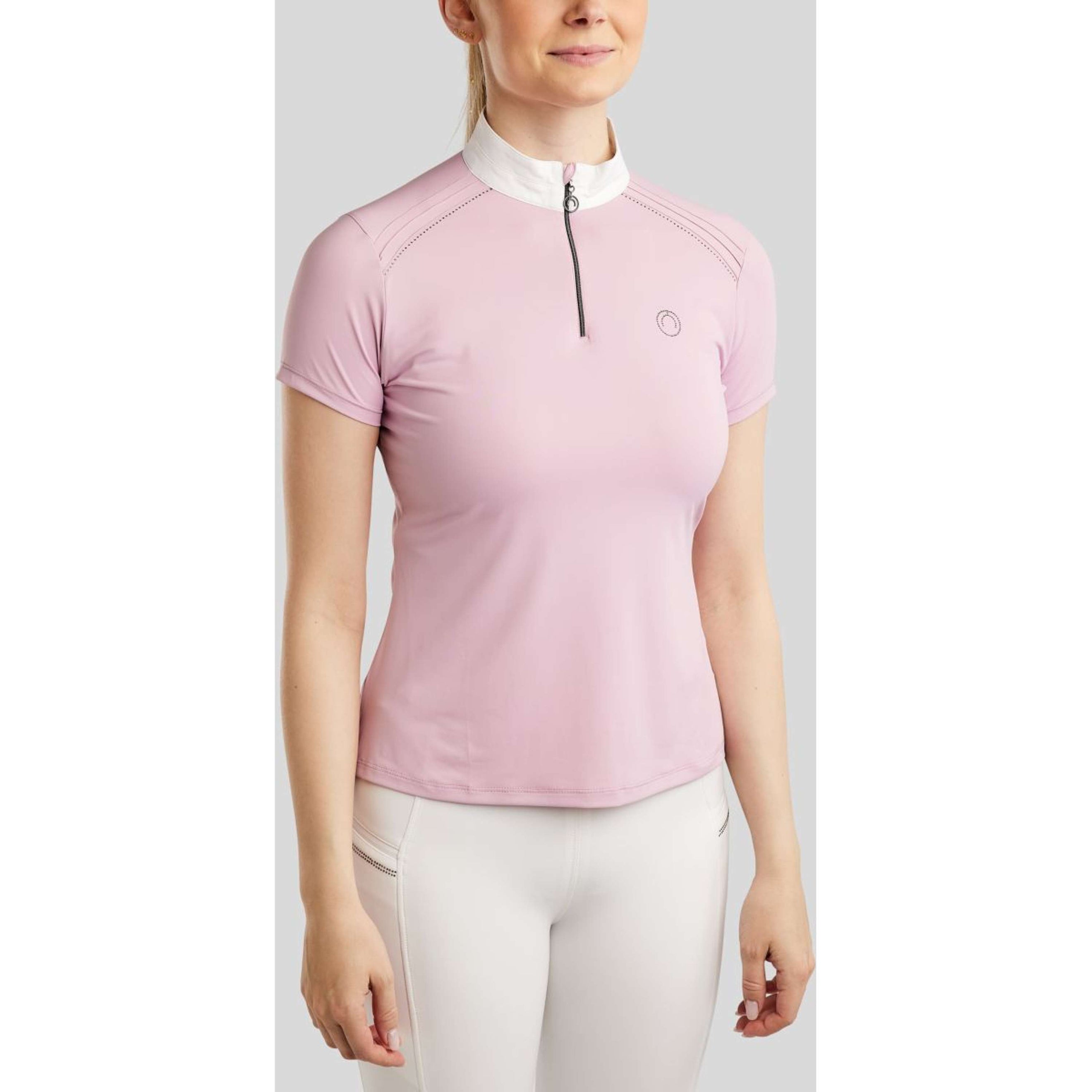 Montar Wedstrijdshirt MoPearl Pintucks Gun Metal Crystals Candy Pink