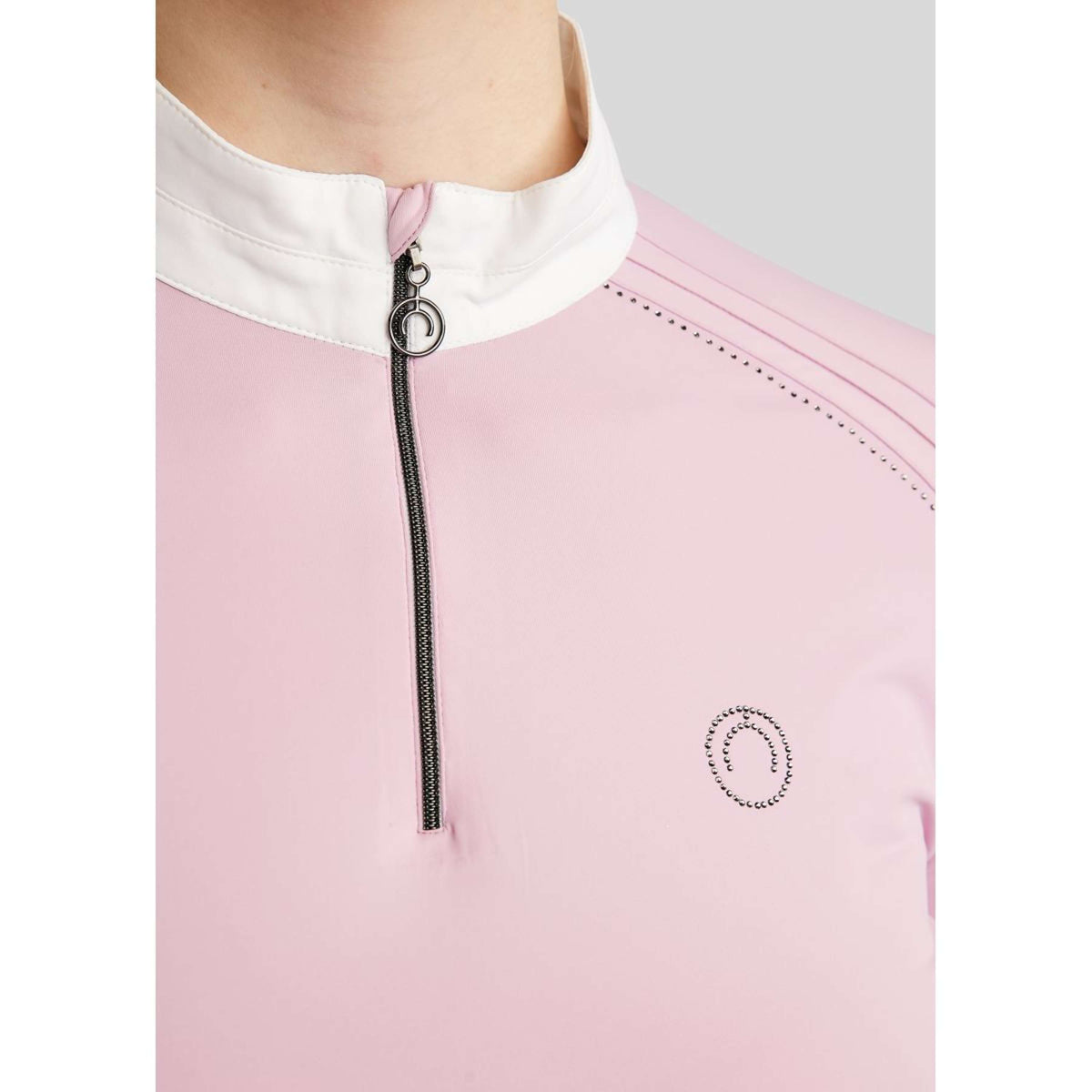 Montar Wedstrijdshirt MoPearl Pintucks Gun Metal Crystals Candy Pink