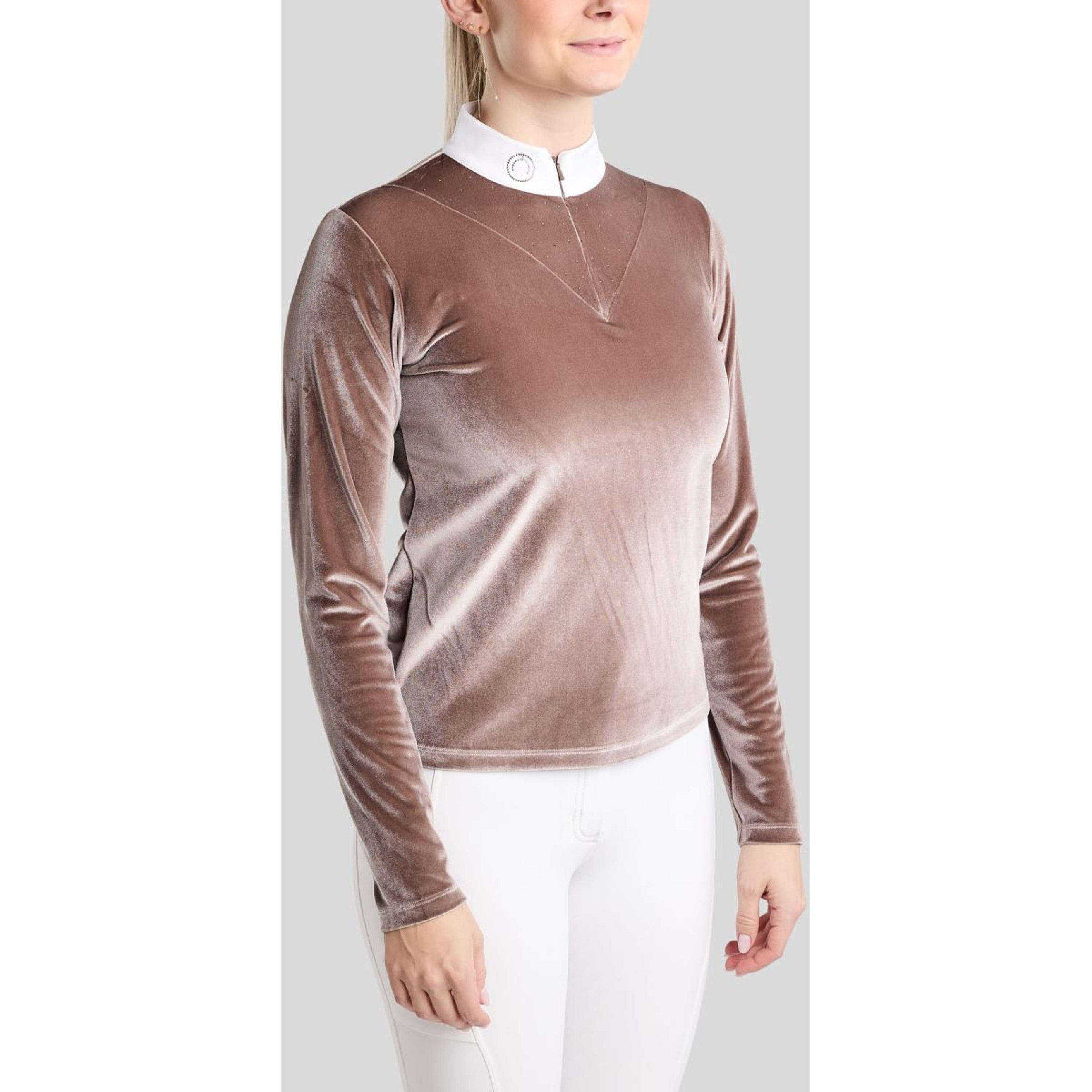 Montar Wedstrijdshirt MoValerie Velvet Golden Quartz Crystals Lange Mouwen Nougat Brown