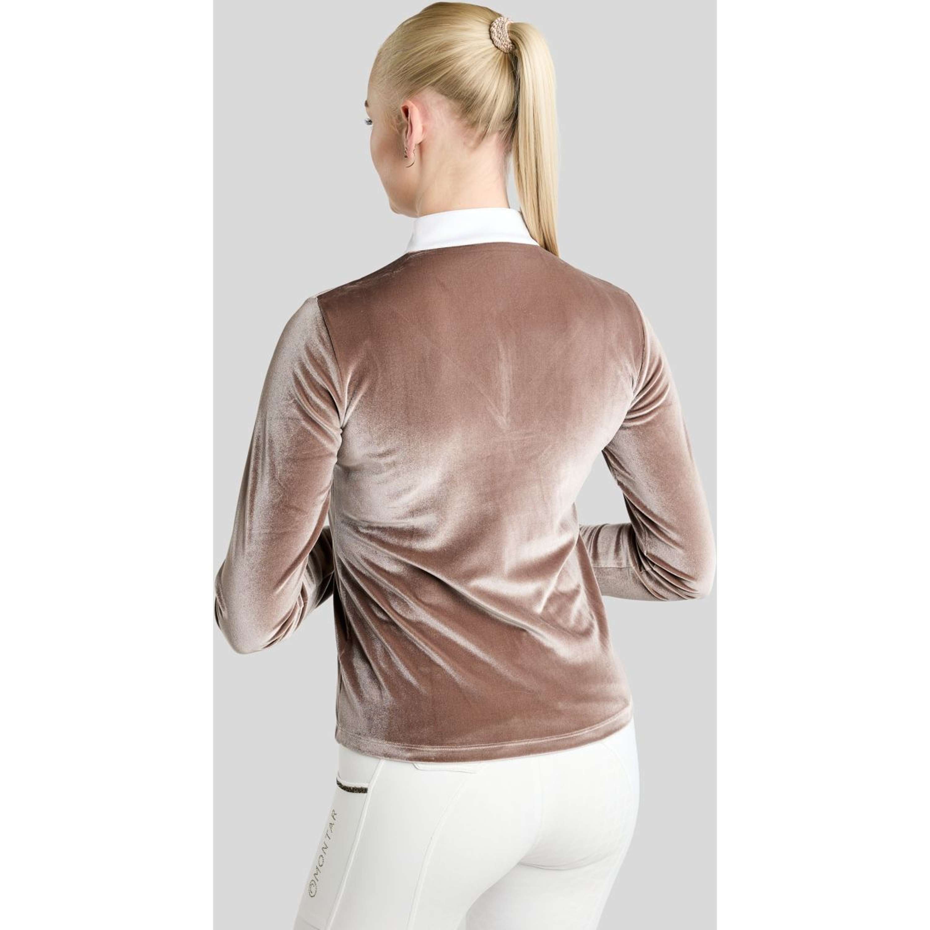 Montar Wedstrijdshirt MoValerie Velvet Golden Quartz Crystals Lange Mouwen Nougat Brown