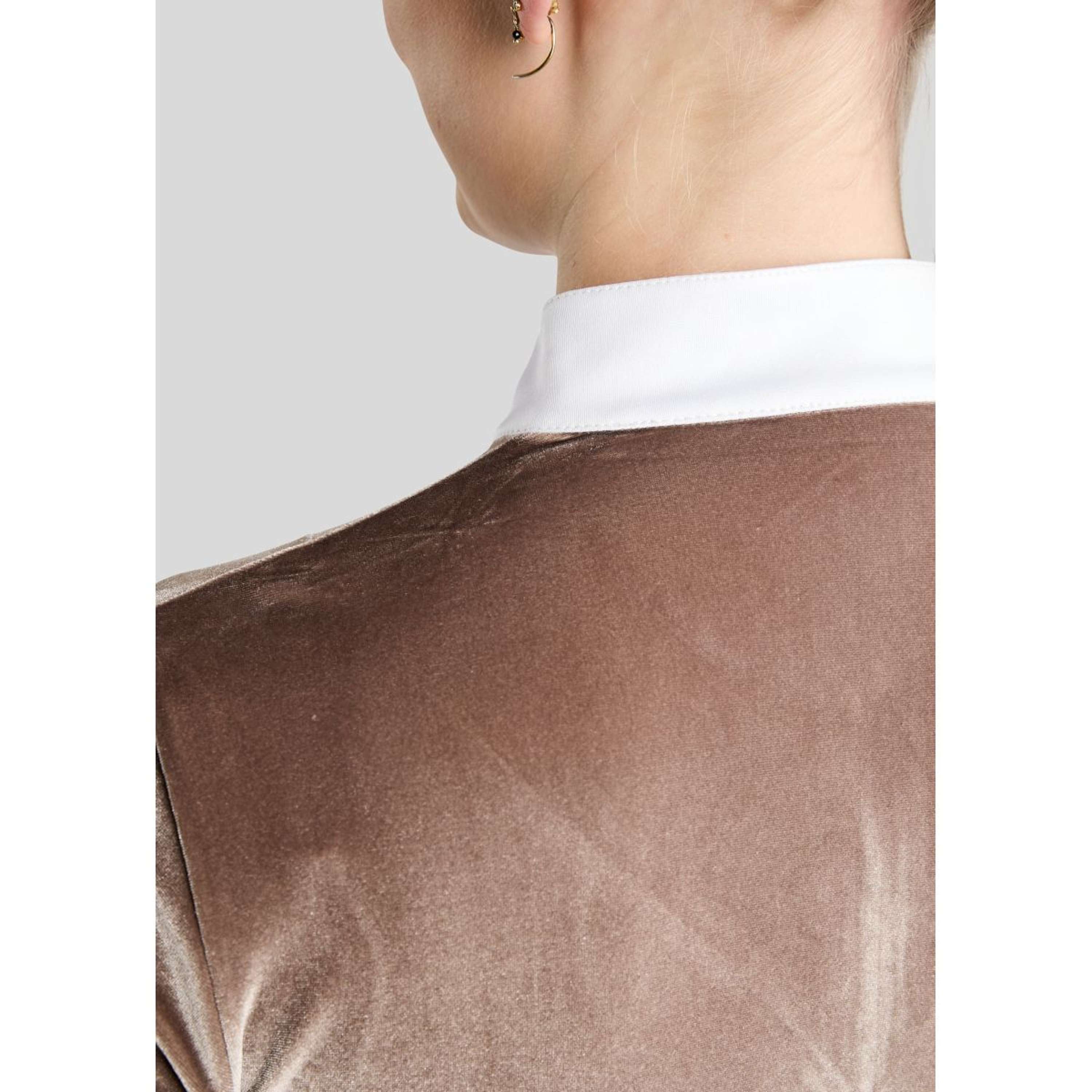 Montar Wedstrijdshirt MoValerie Velvet Golden Quartz Crystals Lange Mouwen Nougat Brown
