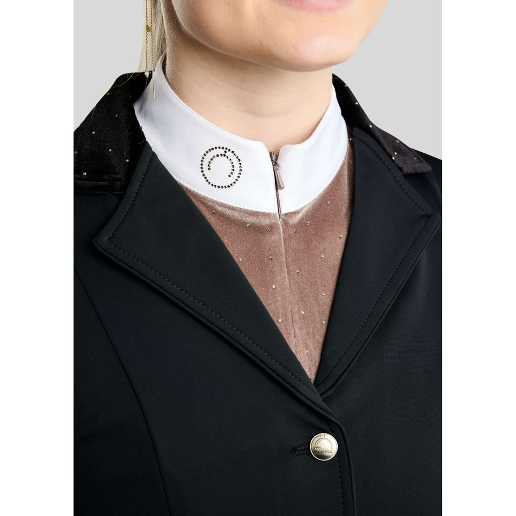 Montar Wedstrijdshirt MoValerie Velvet Golden Quartz Crystals Lange Mouwen Nougat Brown