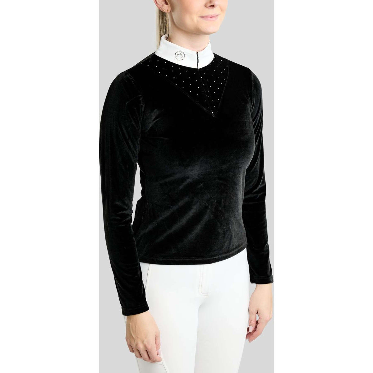 Montar Wedstrijdshirt MoValerie Velvet Golden Quartz Crystals Lange Mouwen Zwart