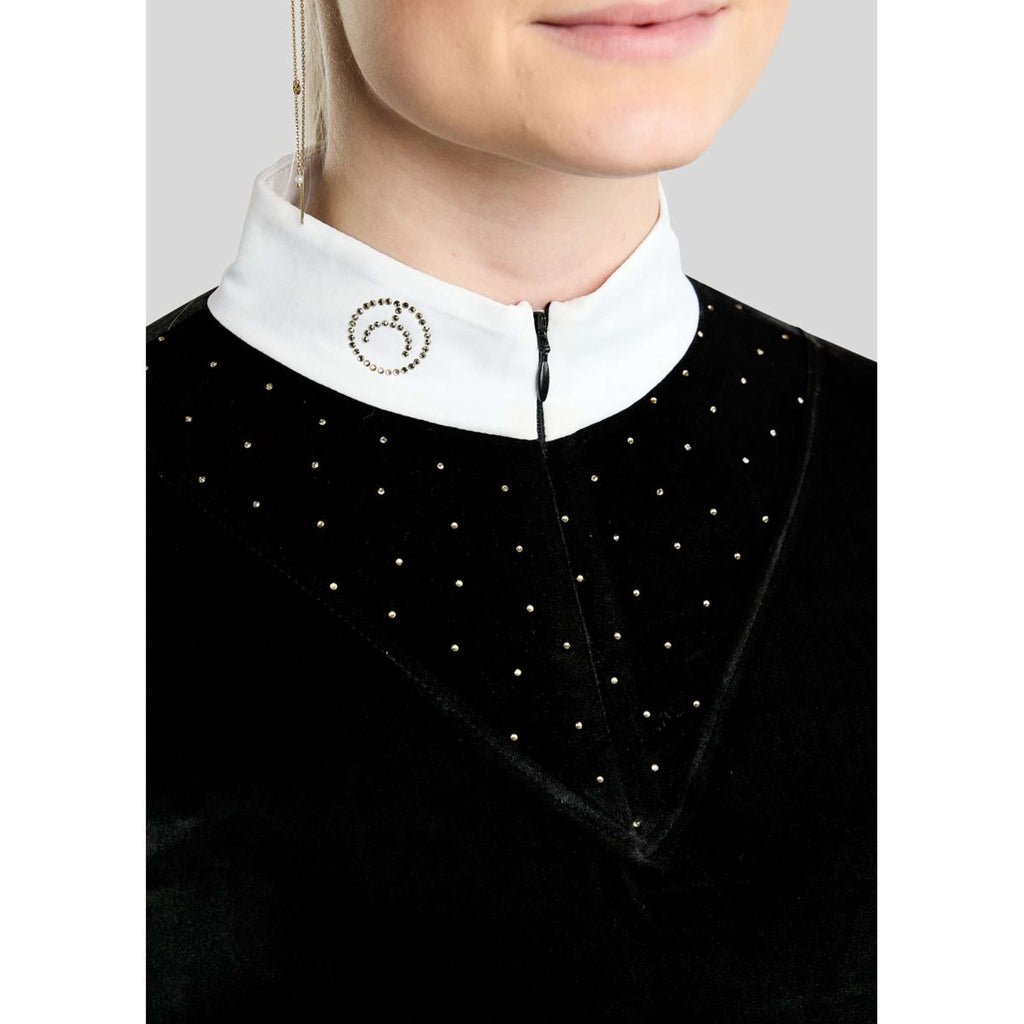 Montar Wedstrijdshirt MoValerie Velvet Golden Quartz Crystals Lange Mouwen Zwart