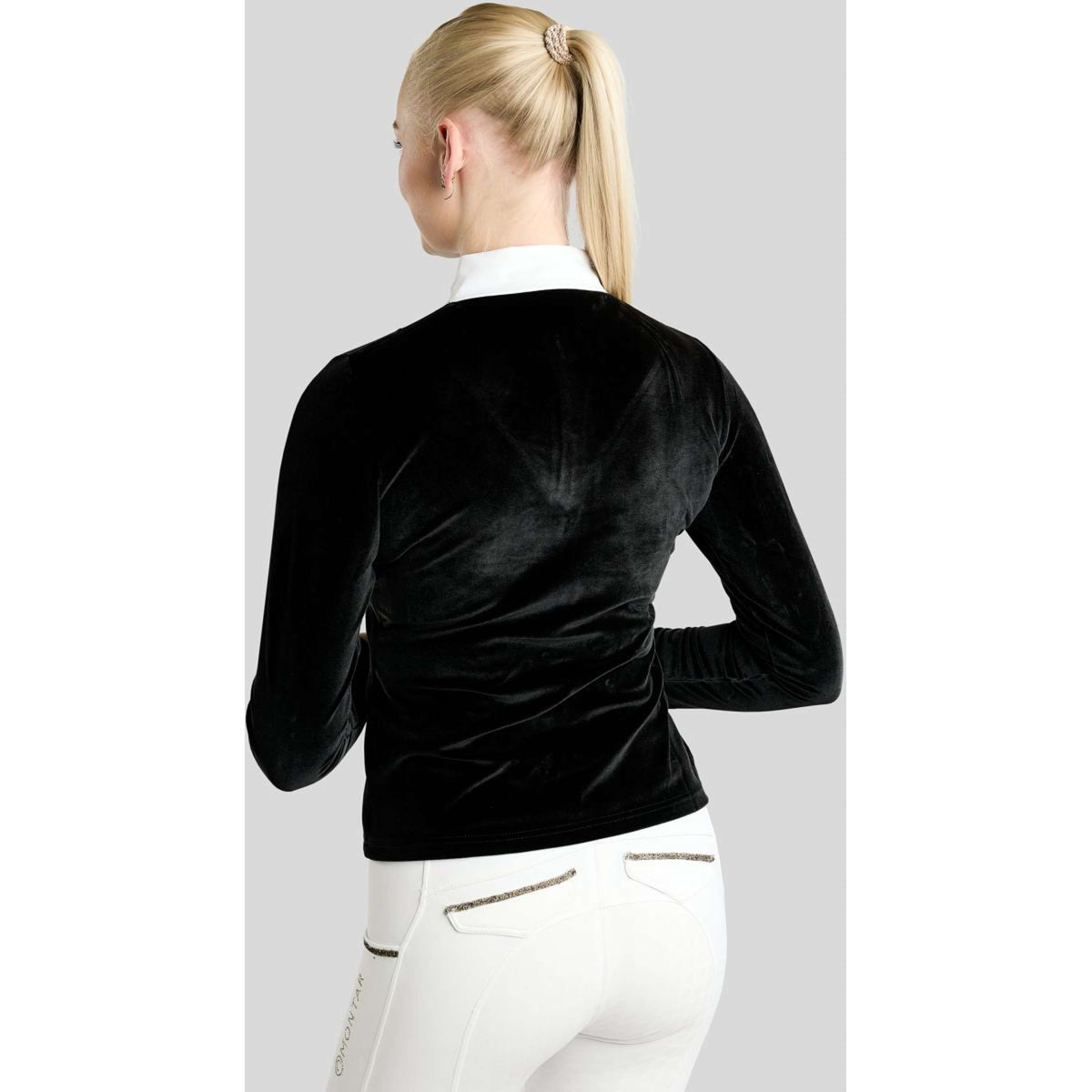 Montar Wedstrijdshirt MoValerie Velvet Golden Quartz Crystals Lange Mouwen Zwart