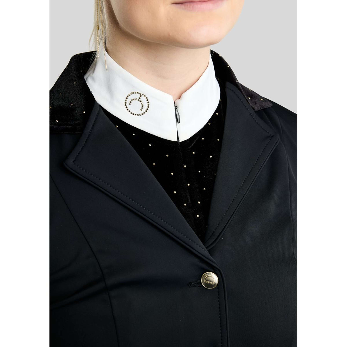 Montar Wedstrijdshirt MoValerie Velvet Golden Quartz Crystals Lange Mouwen Zwart