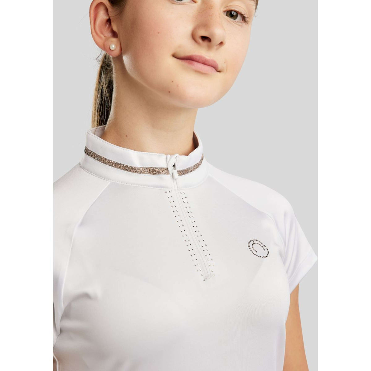 Montar Wedstrijdshirt MoLila Champagne Crystals Junior Wit