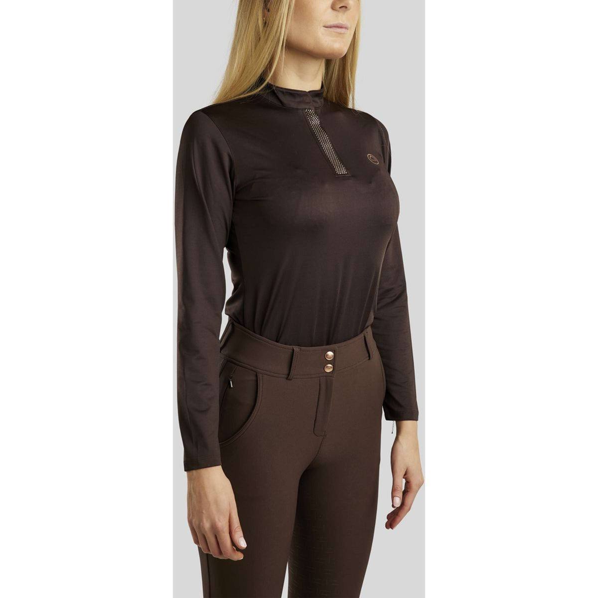 Montar Shirt Briella Rosegold Crystals Lange Mouwen Bruin