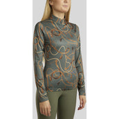 Montar Poloshirt Haily Bridle Print Lange Mouwen Pine Green