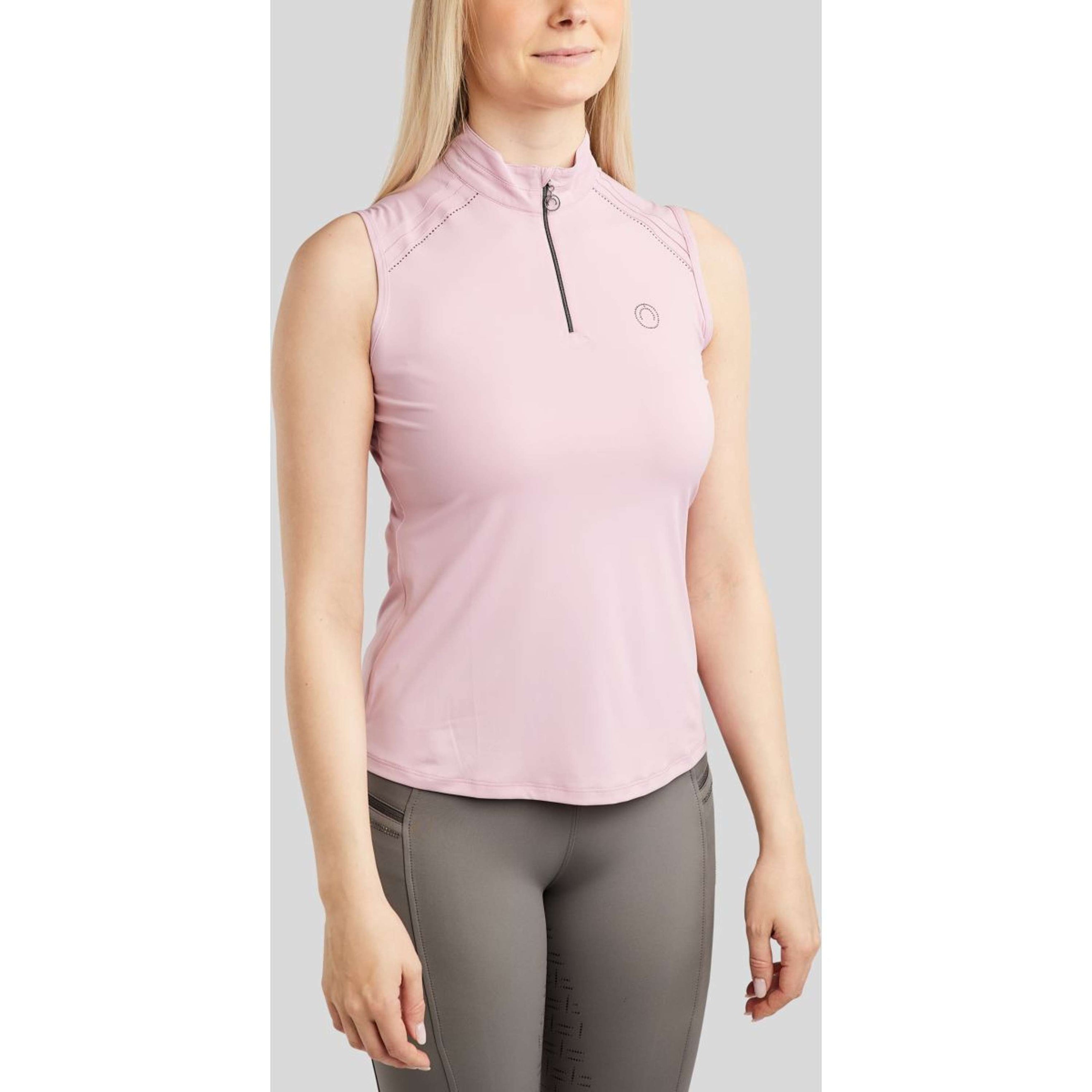 Montar Shirt MoPearl Pintuck Mouwloos Candy Pink
