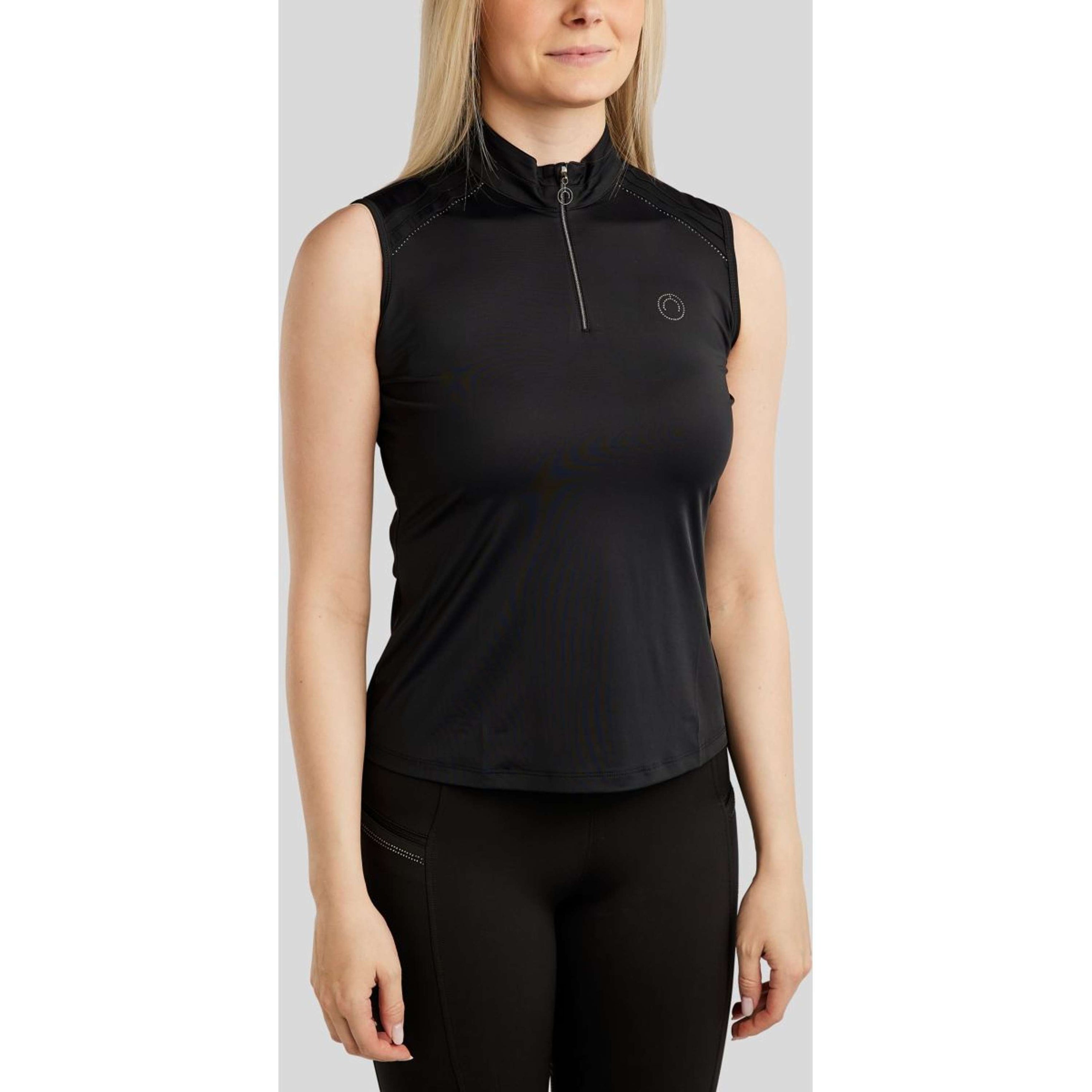 Montar Shirt MoPearl Pintuck Mouwloos Zwart