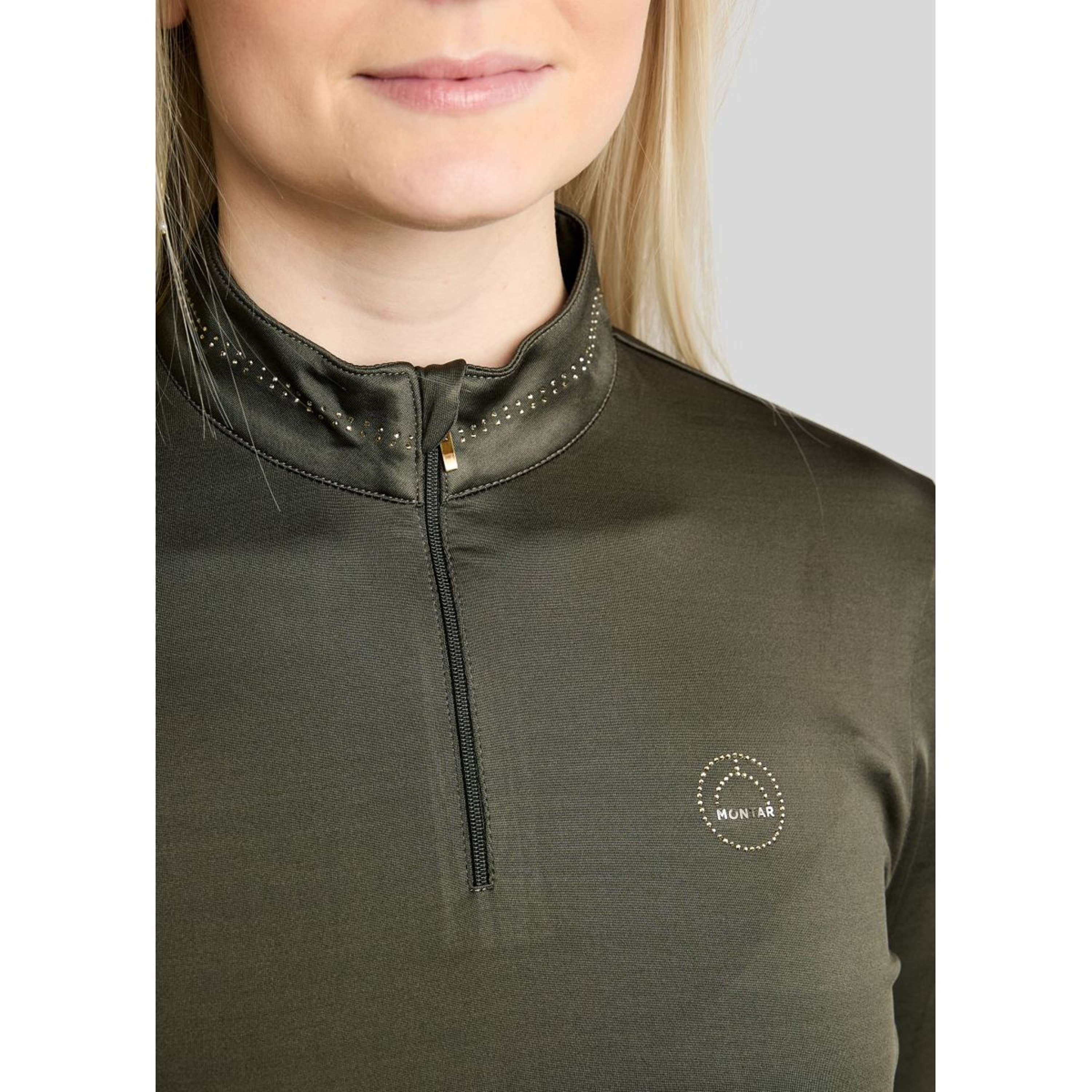 Montar Shirt MoEverline Golden Quartz Crystals Lange Mouwen Forest Green