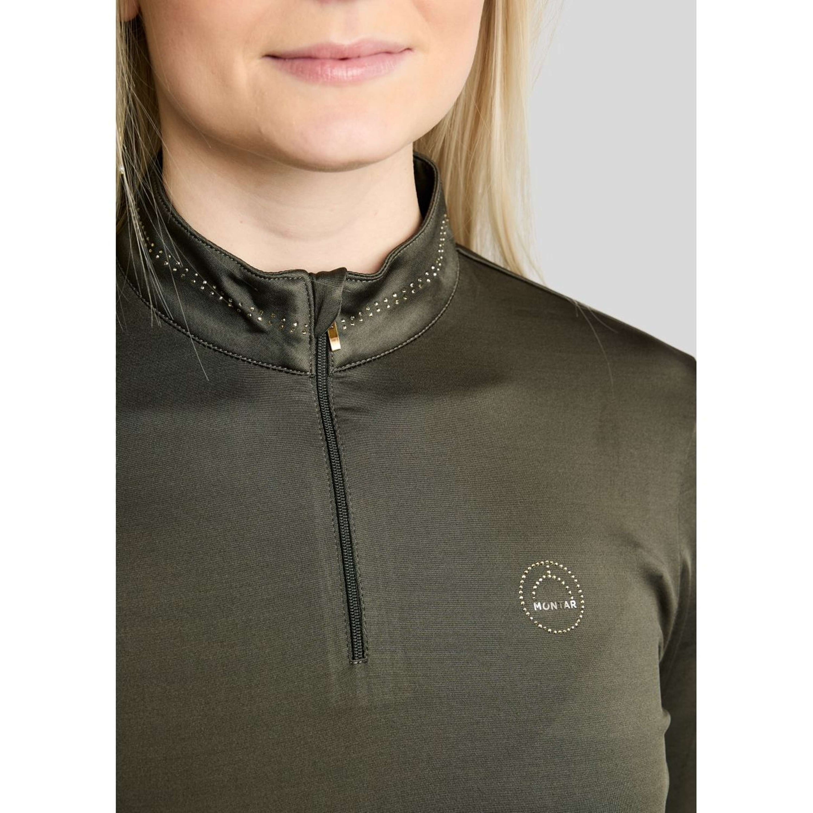 Montar Shirt MoEverline Golden Quartz Crystals Lange Mouwen Forest Green