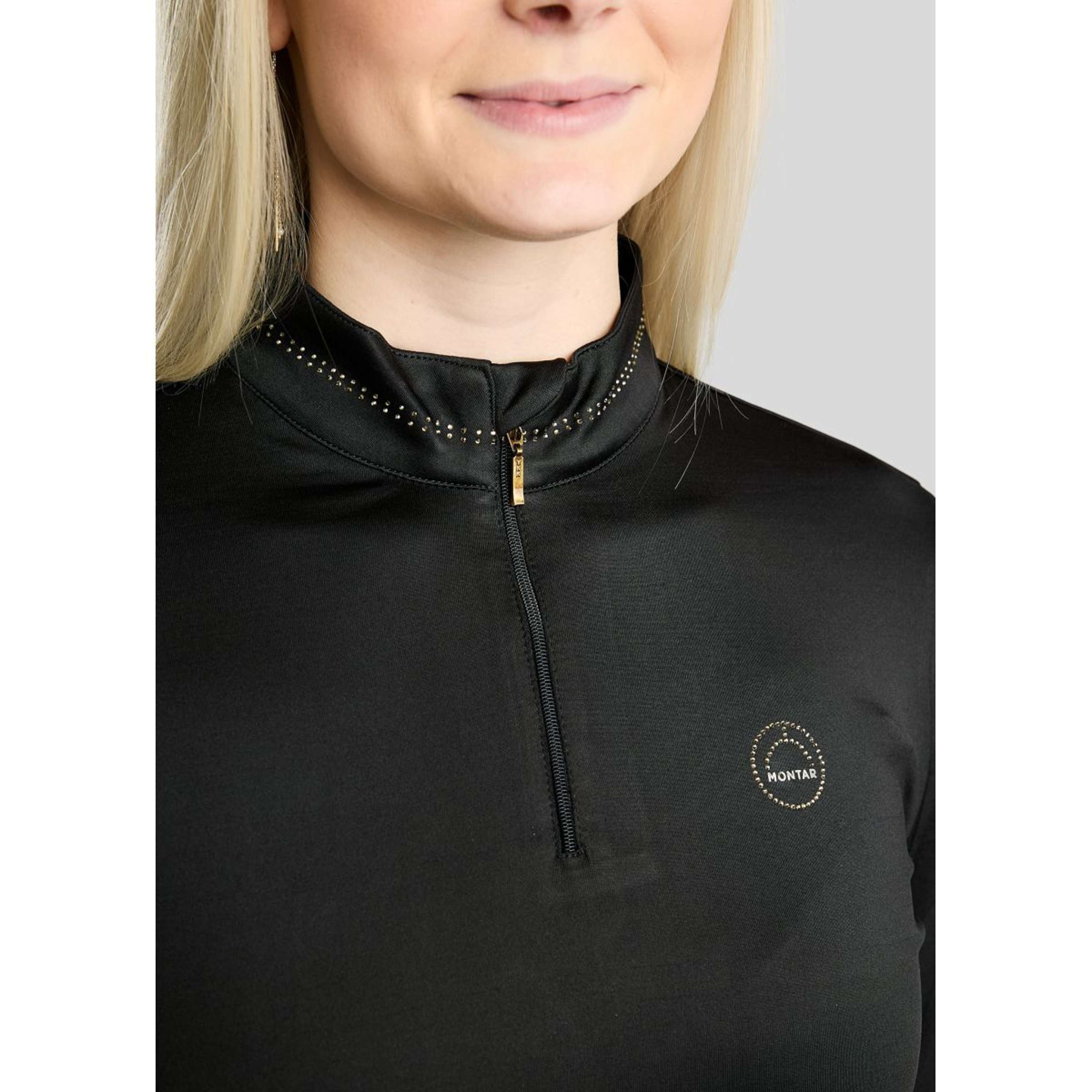 Montar Shirt MoEverline Golden Quartz Crystals Lange Mouwen Zwart