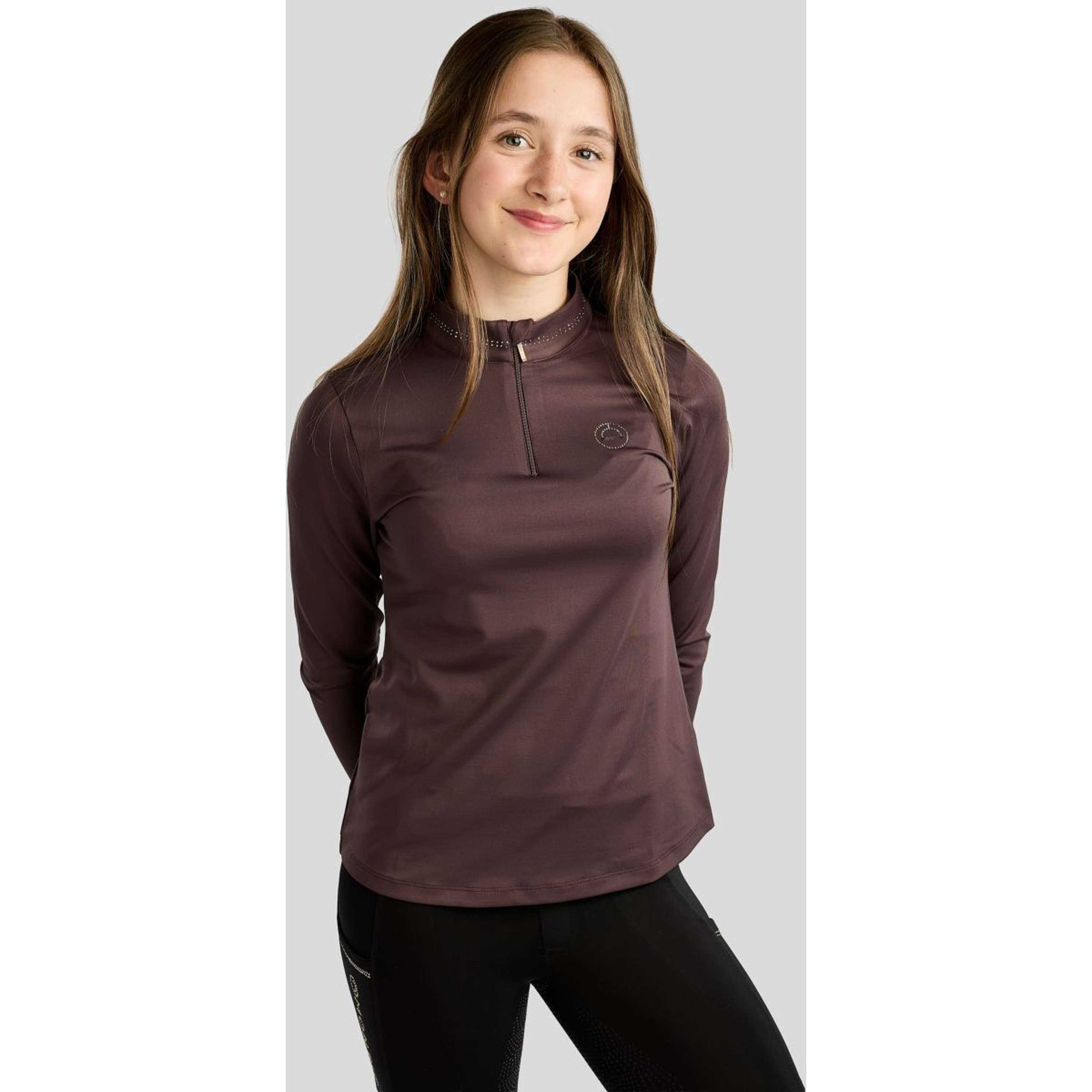 Montar Shirt MoEverline Golden Quartz Crystals Kids Lange Mouwen Black Peony