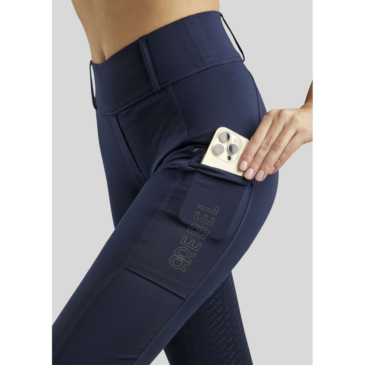 Rebel Rijlegging Beltloops Rosegold Crystals Full Grip Navy