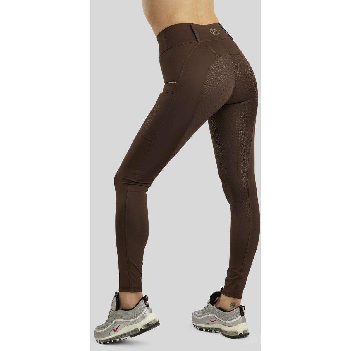 Rebel Rijlegging Beltloops Rosegold Crystals Full Grip Bruin