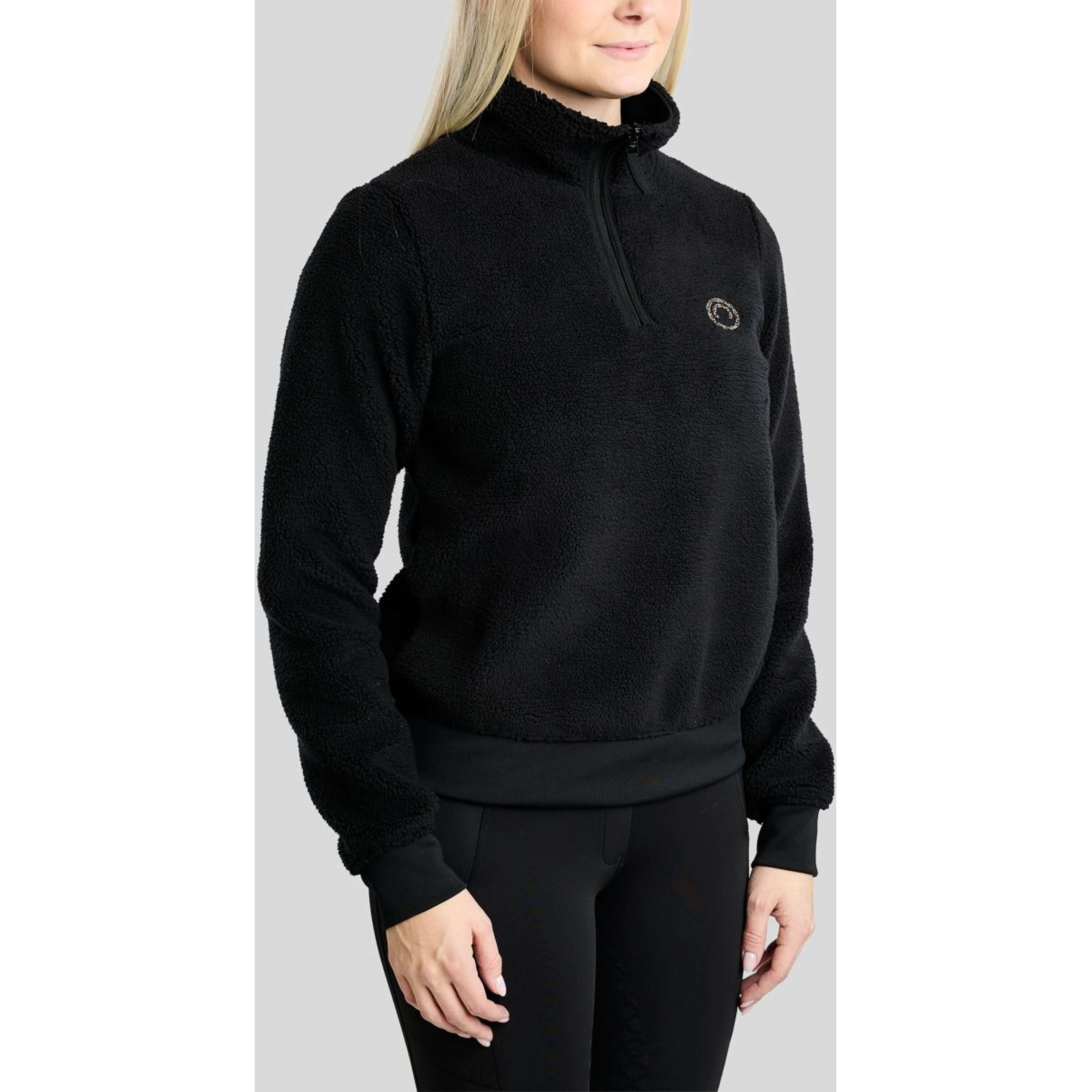 Montar Trui MoEbba Q-Zip Teddy Pile Golden Quartz Zwart
