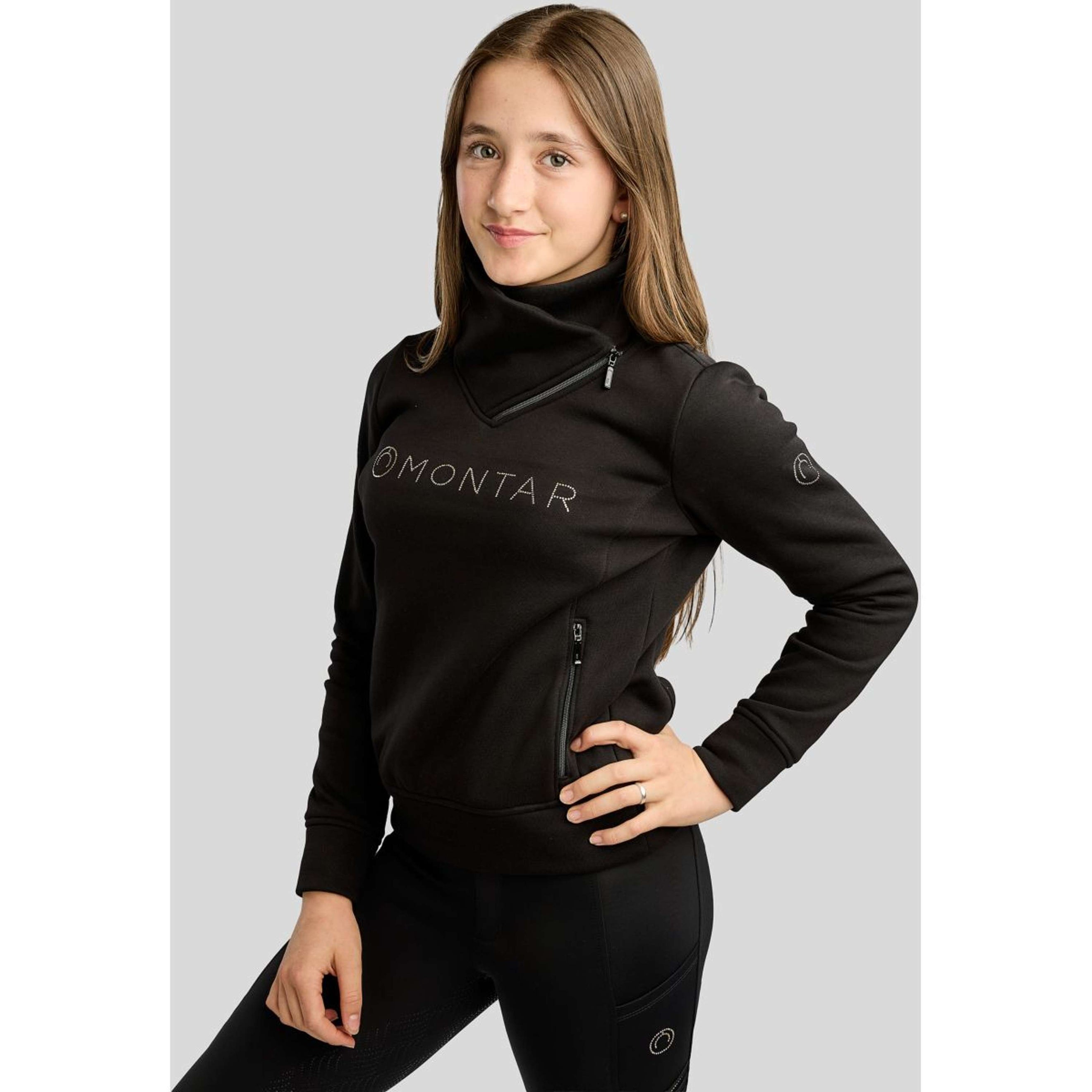 Montar Sweater MoNaja High Collar Golden Quartz Crystals Kids Zwart
