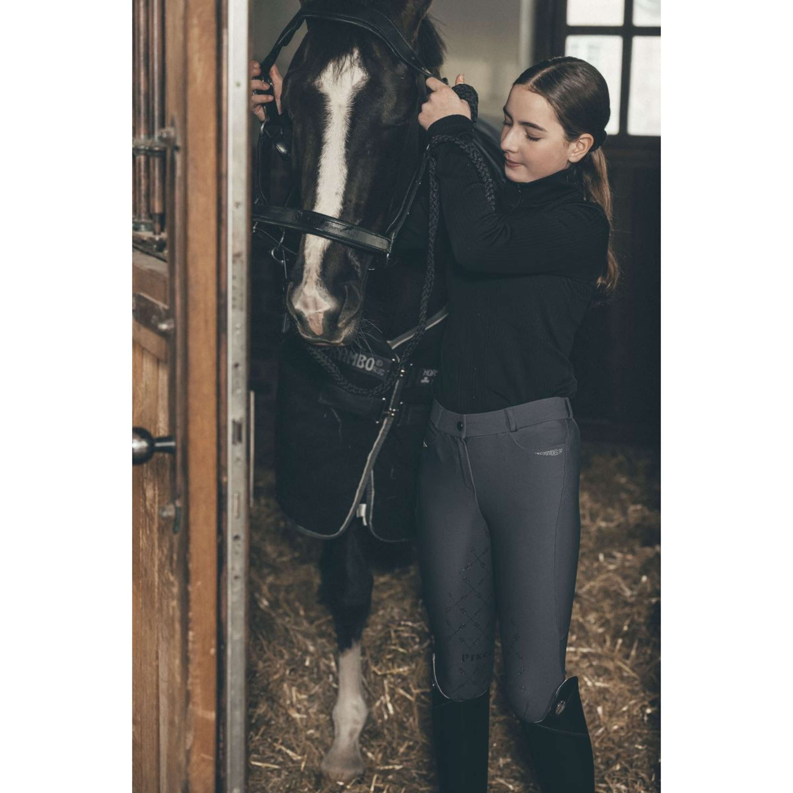 Pikeur Rijbroek Ceelina GripTec Kids Midwaist Full Grip Graphite Blue