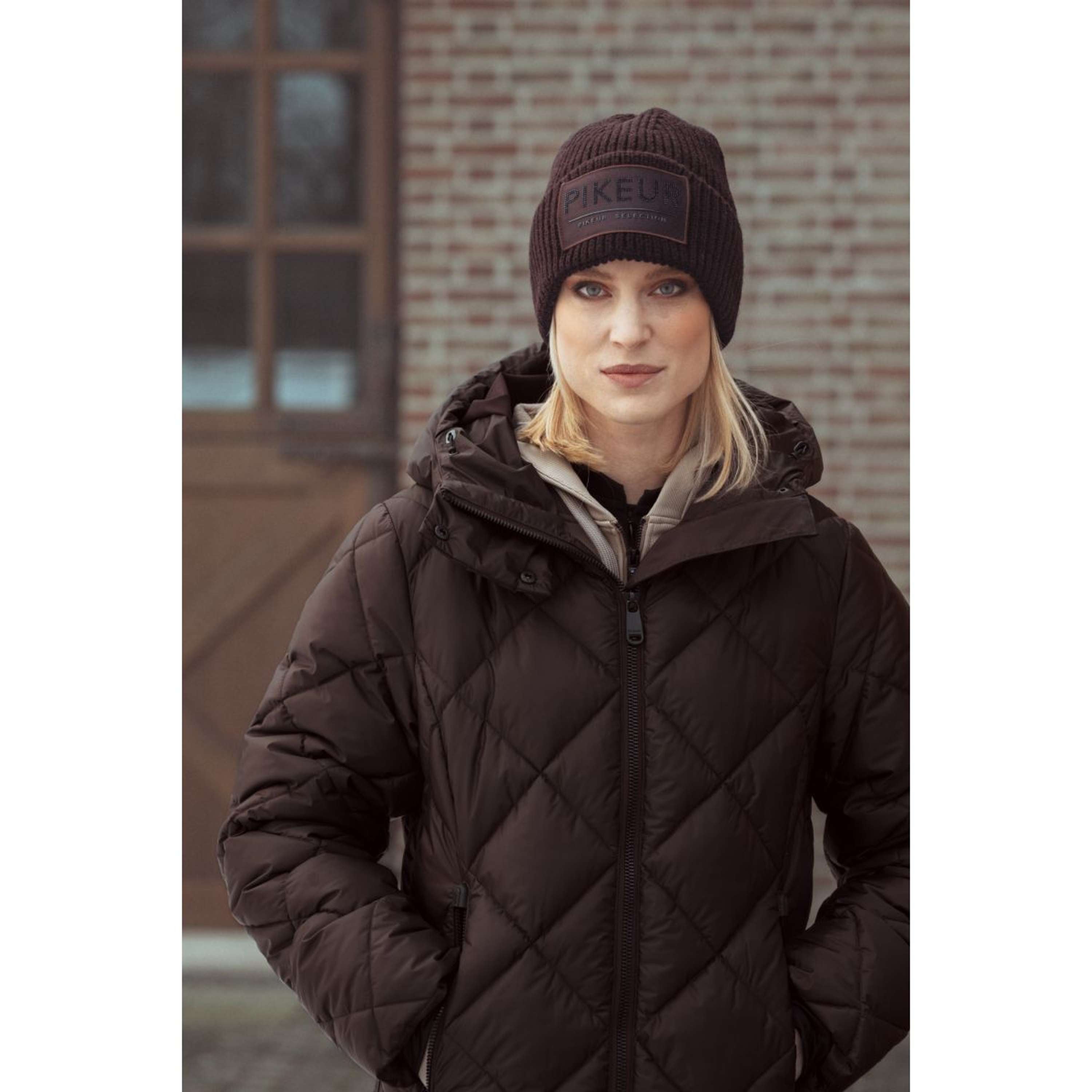 Pikeur Lange Jas QuiltDiamond Selection AW26 Chocolate Brown