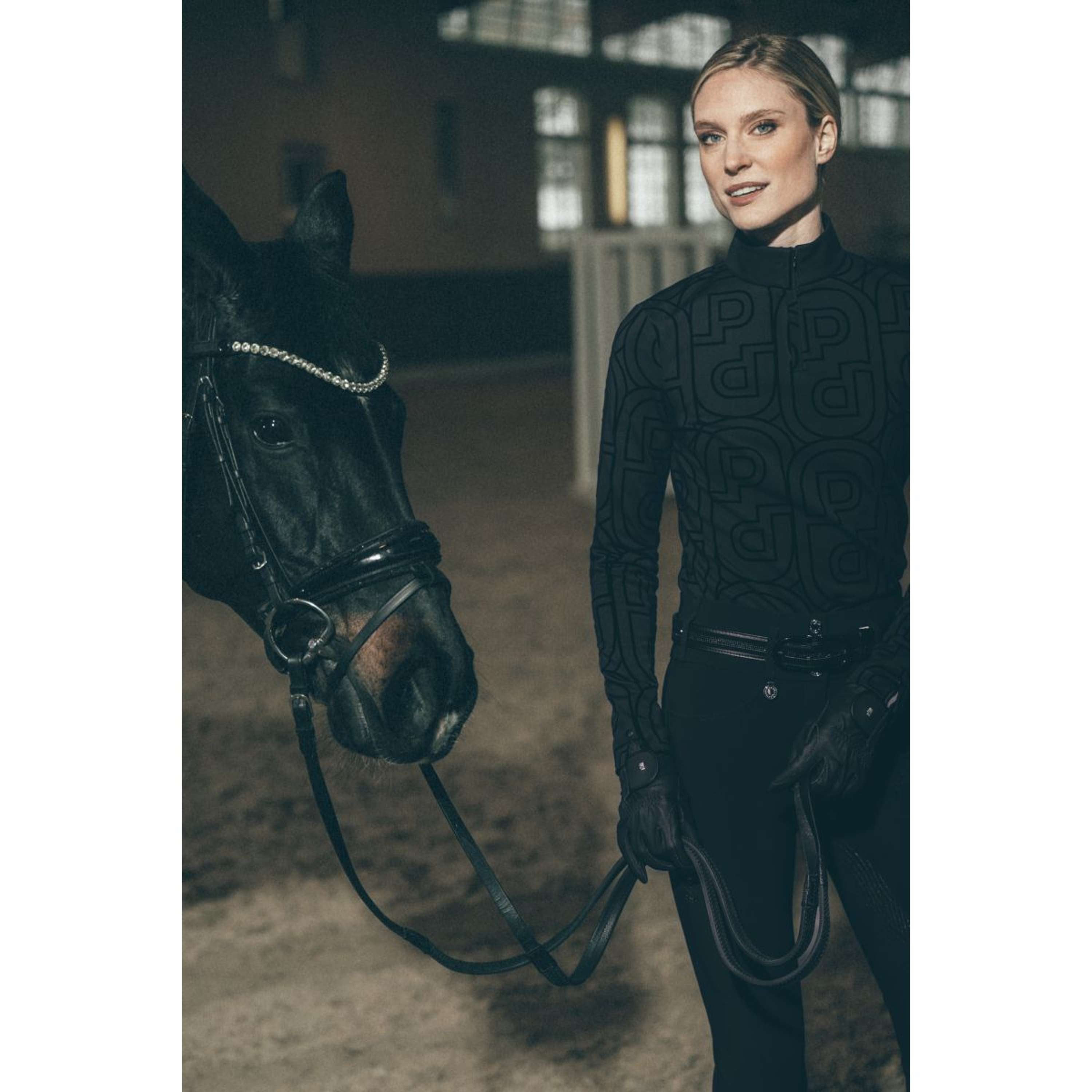 Pikeur Shirt Zip Print Selection AW26 Lange Mouwen Zwart