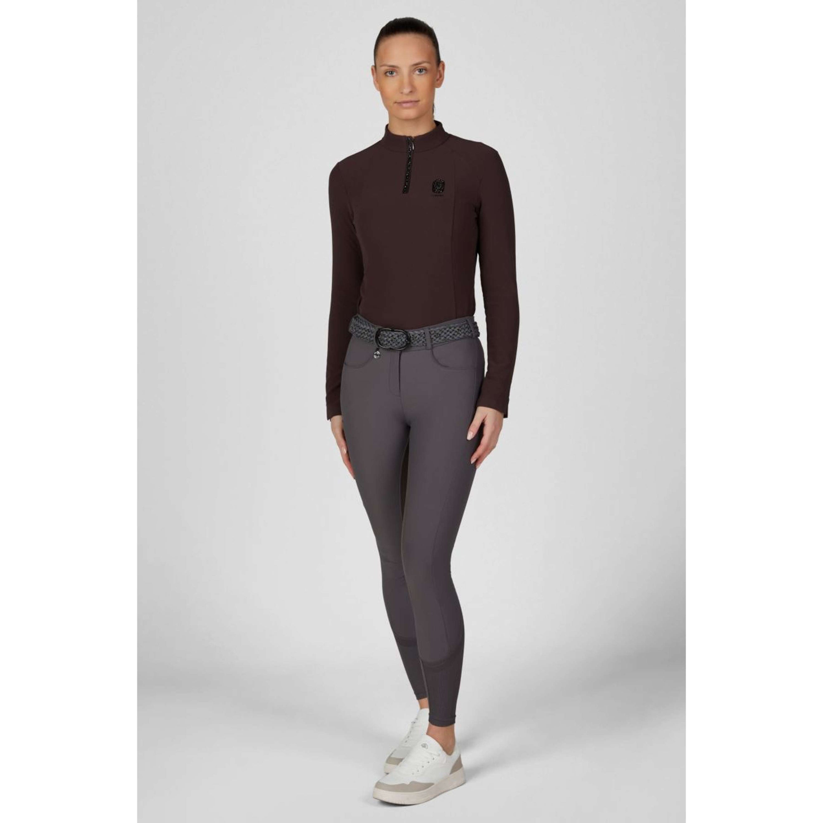Pikeur Shirt Zip Rip Selection AW26 Lange Mouwen Chocolate Brown