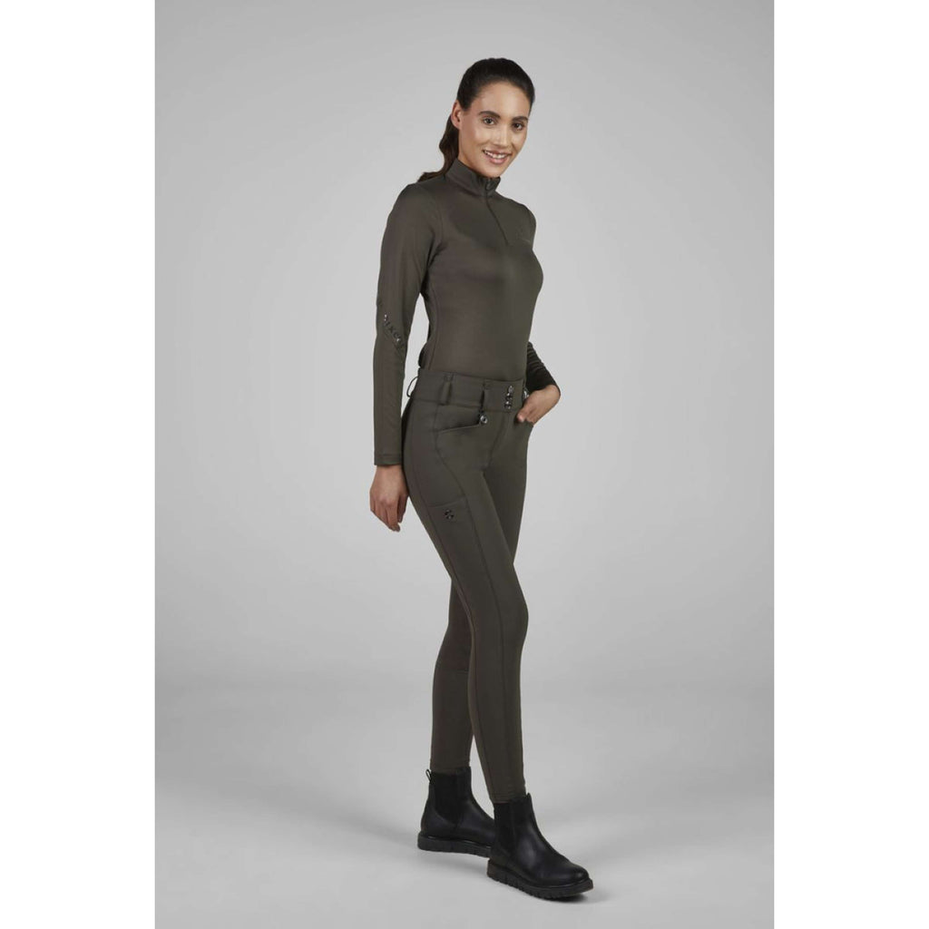 Pikeur Rijbroek New Candela Full Grip Flex Faux Leather Deep Khaki