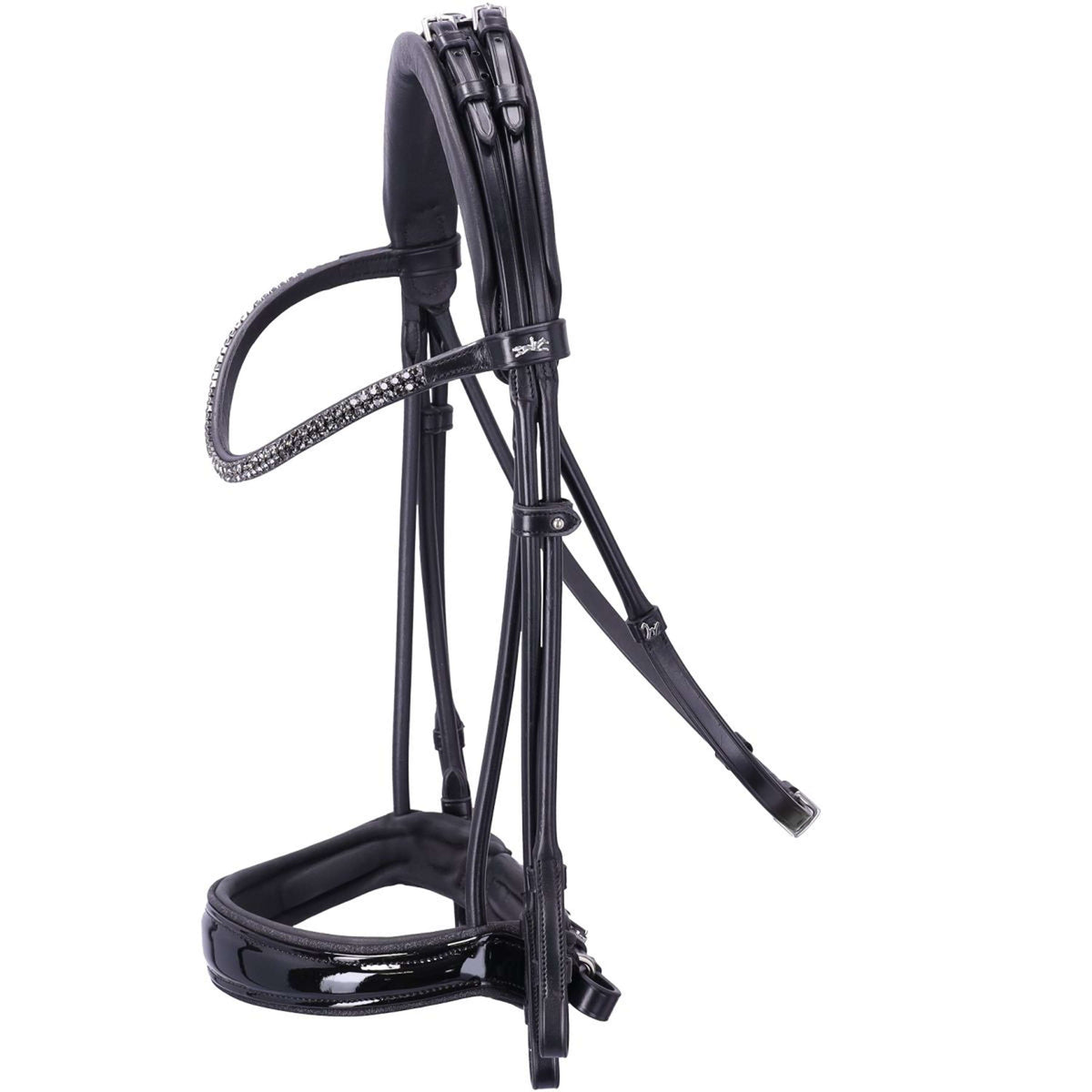 Schockemöhle Stang- en Trenshoofdstel SP Isabell Werth Bella Rose Zwart/Patent/Zilver