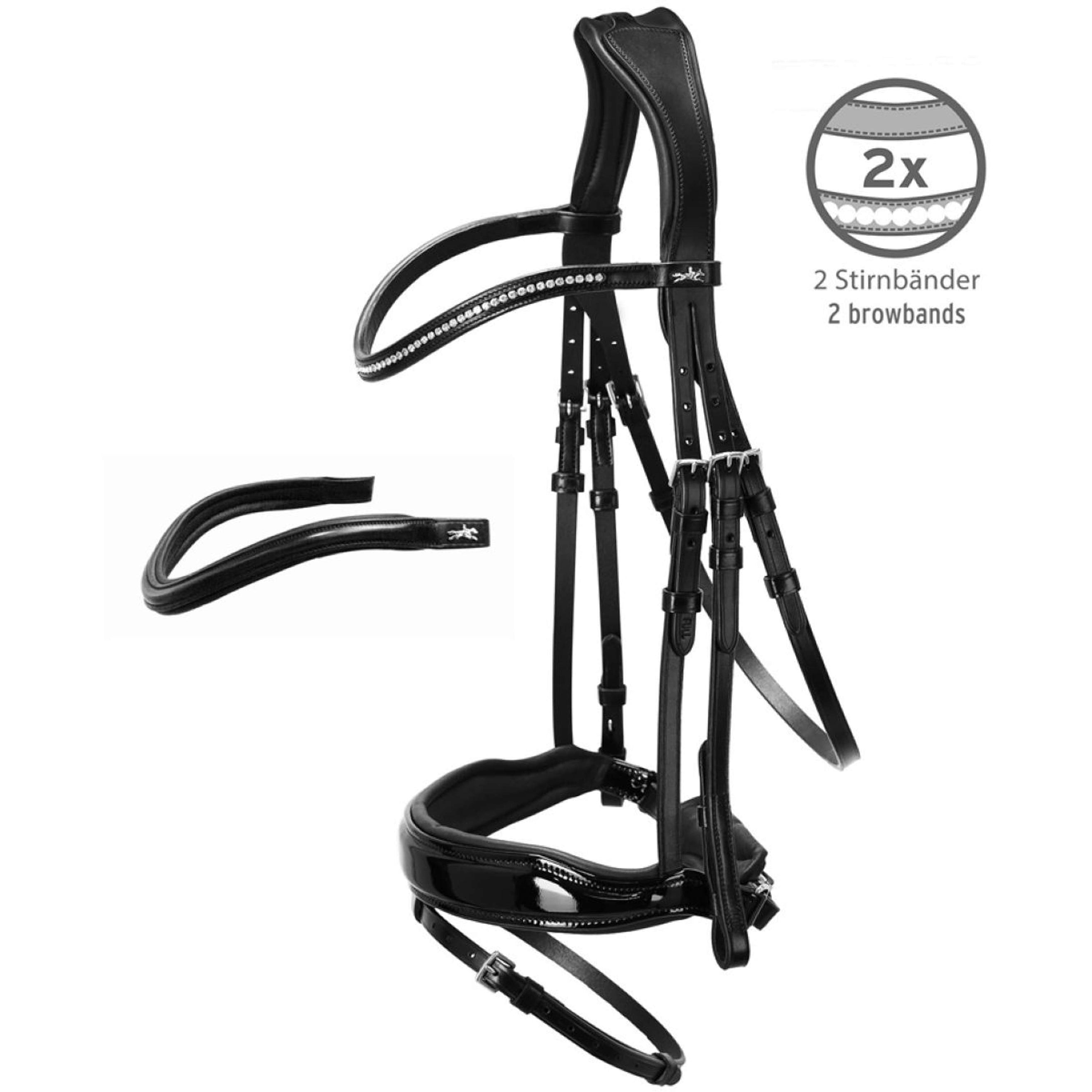 Schockemöhle Hoofdstel Premium sports Stanford Zwart/Lak/Zilver Schockemöhle Hoofdstel Premium sports Stanford Zwart/Lak/Zilver