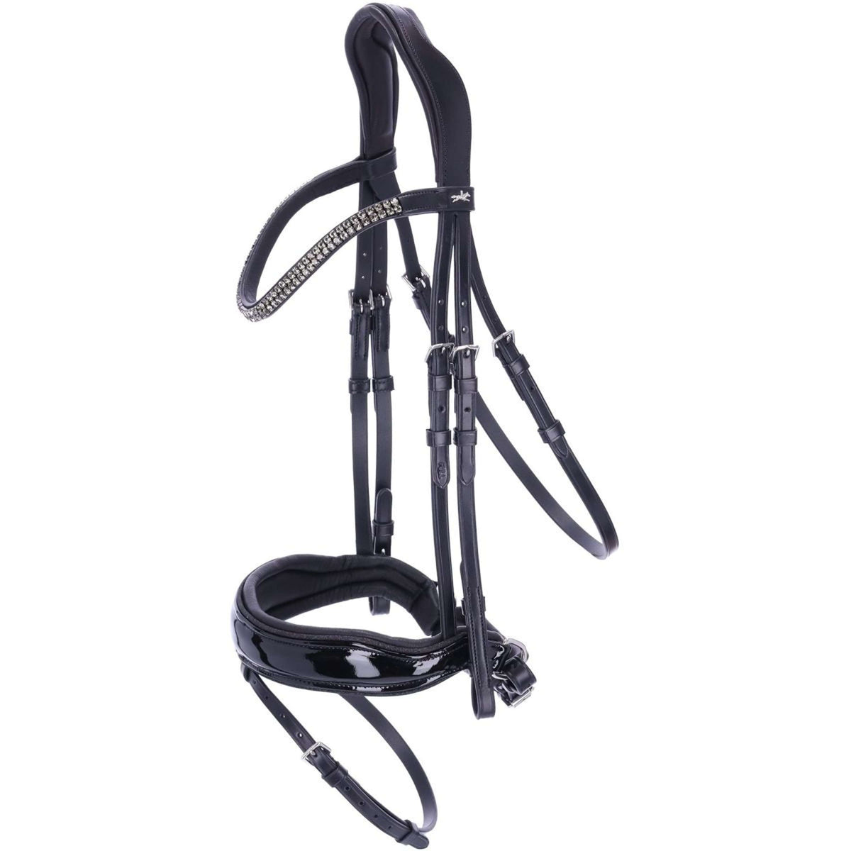 Schockemöhle Hoofdstel Valencia Zwart/Patent/Zilver