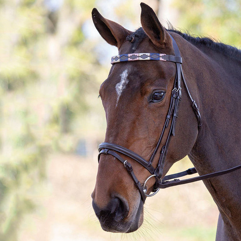 Blenheim by Shires Frontriem Polo Leer Roze/Natural/Navy