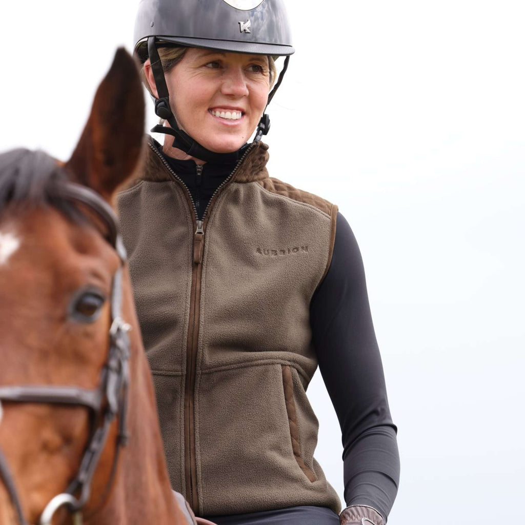 Aubrion by Shires Bodywarmer Heritage Fleece Donker Olijf