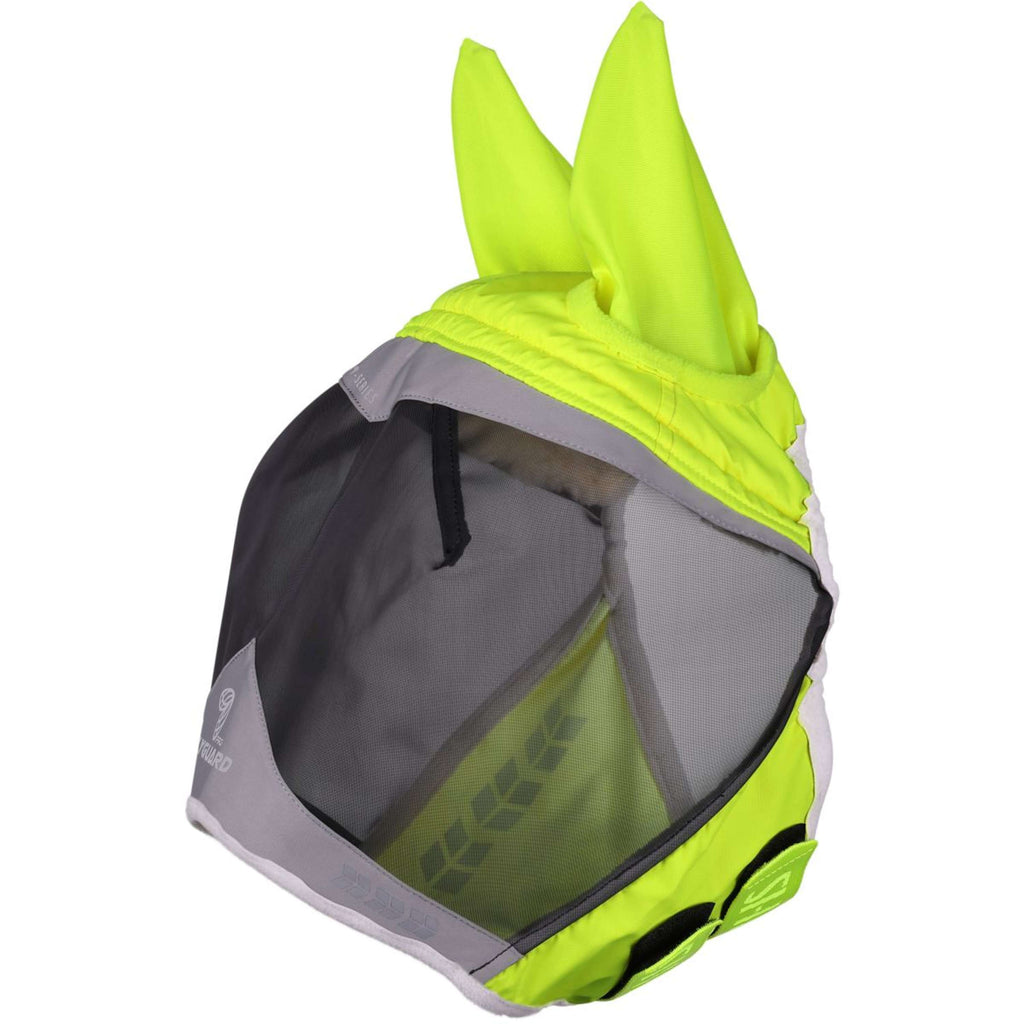 FlyGuard by Shires Vliegenmasker Pro Hi-Viz Fine Mesh met Oren Fluo Geel