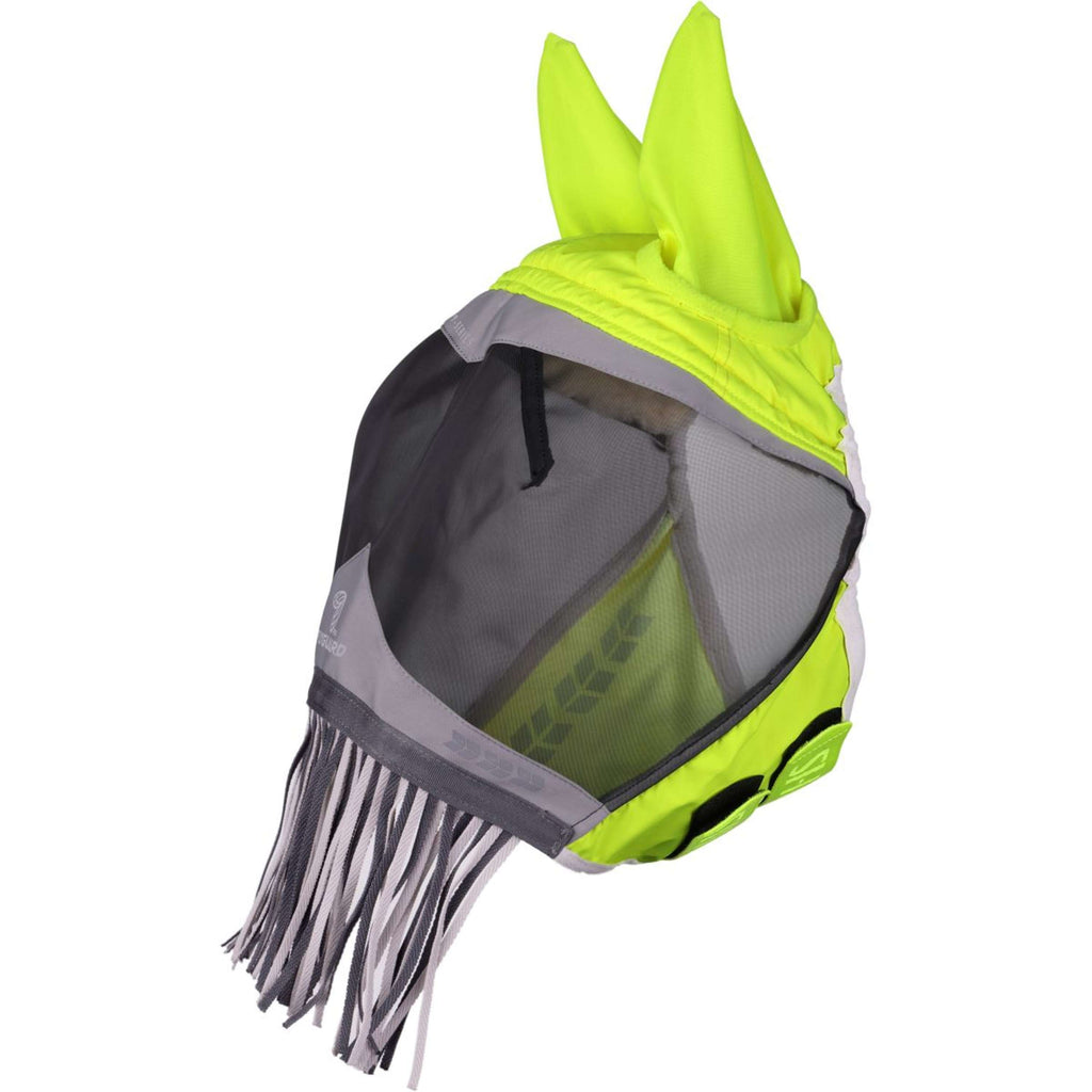 FlyGuard by Shires Vliegenmasker Pro Hi-Viz Fine Mesh met Oren en Franjes Fluo Geel
