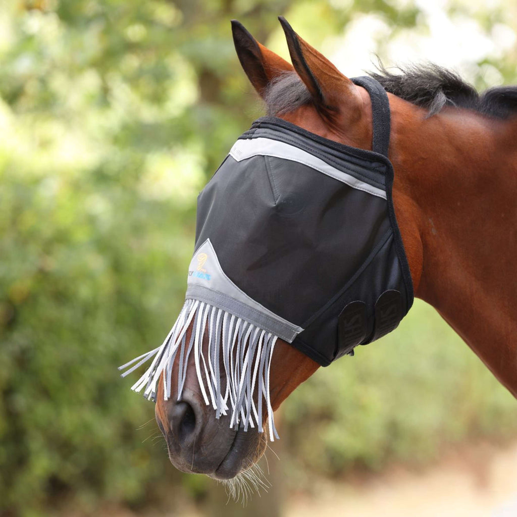 FlyGuard by Shires Vliegenmasker Pro Fine Mesh zonder Oren met Franjes Jet