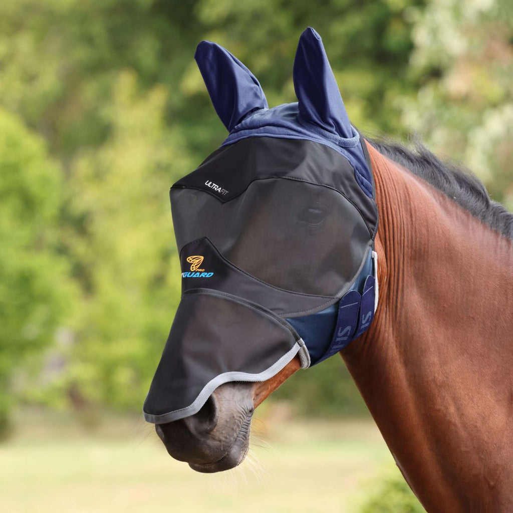 FlyGuard by Shires Vliegenmasker Pro Deluxe met Oren en Neus Navy