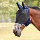 FlyGuard by Shires Vliegenmasker Pro Deluxe met Oren en Franjes Navy