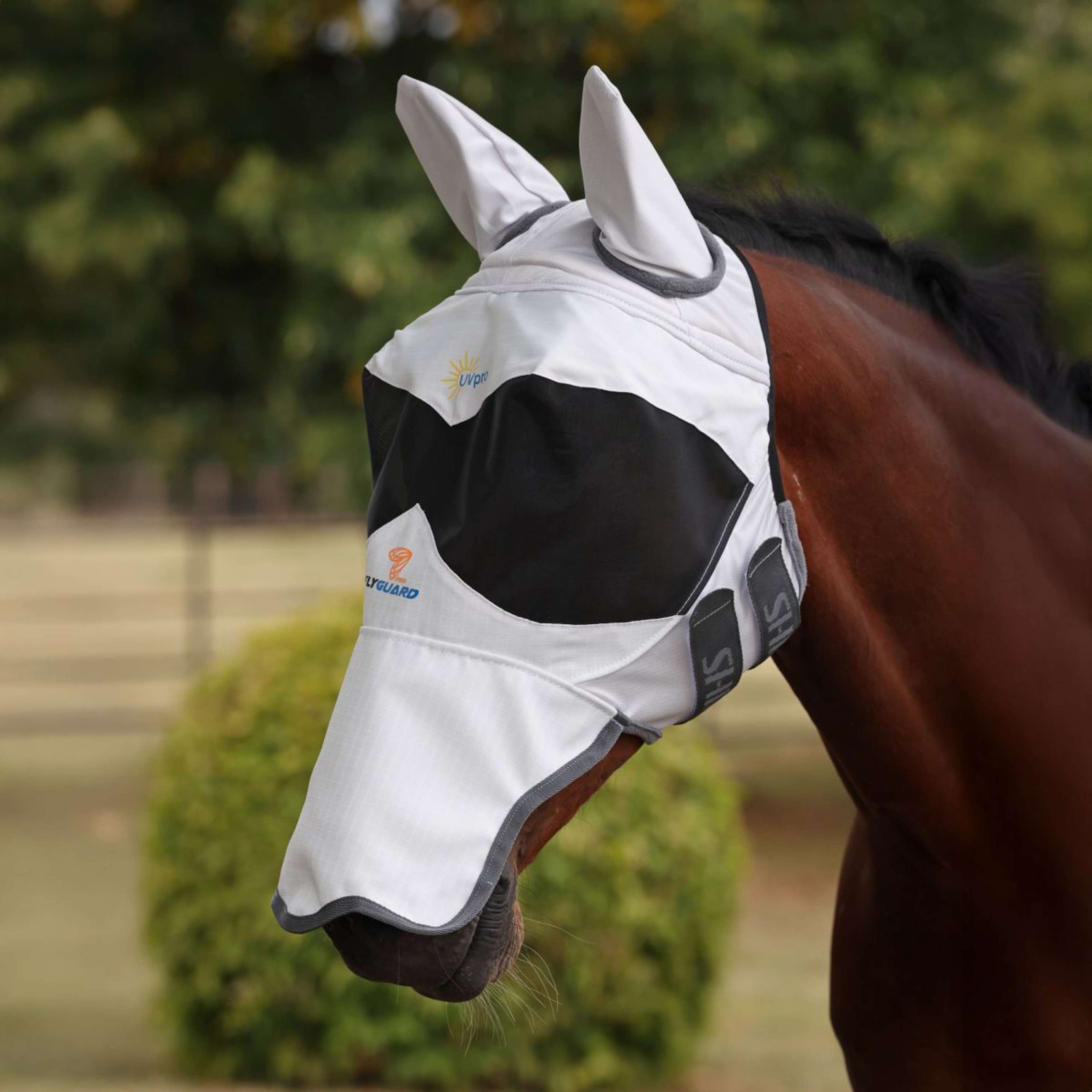 FlyGuard Vliegenmasker Pro Sun Shade met Oren en Neus Wit